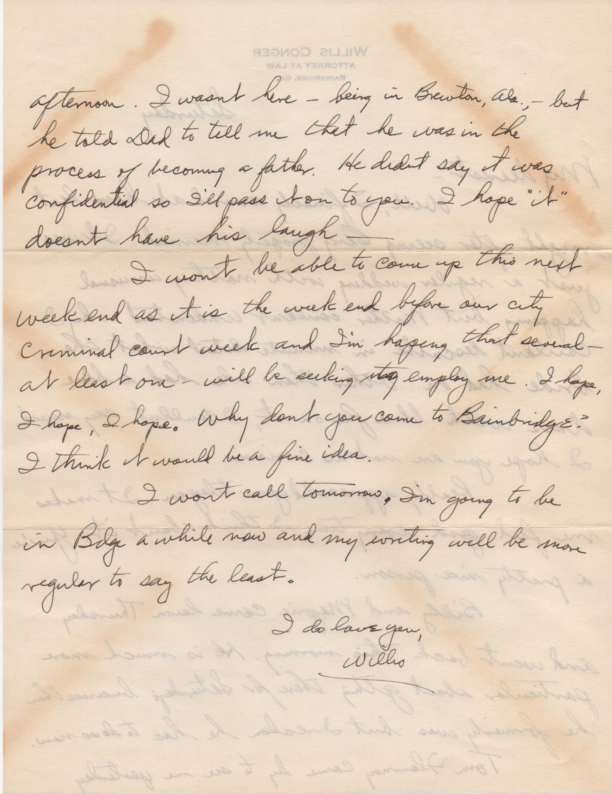 March 8, 1941: Back of letter