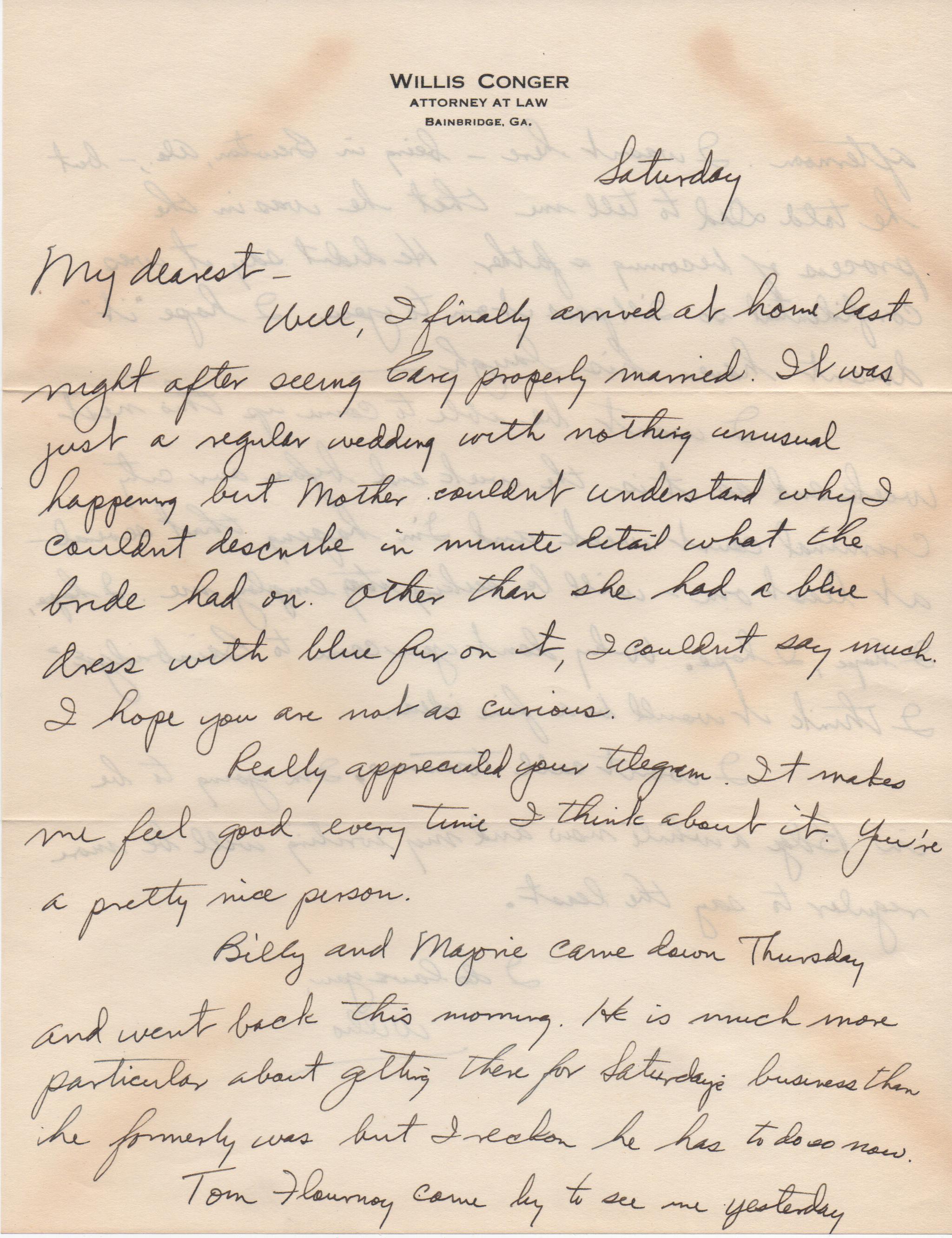 March 8, 1941: Front of letter