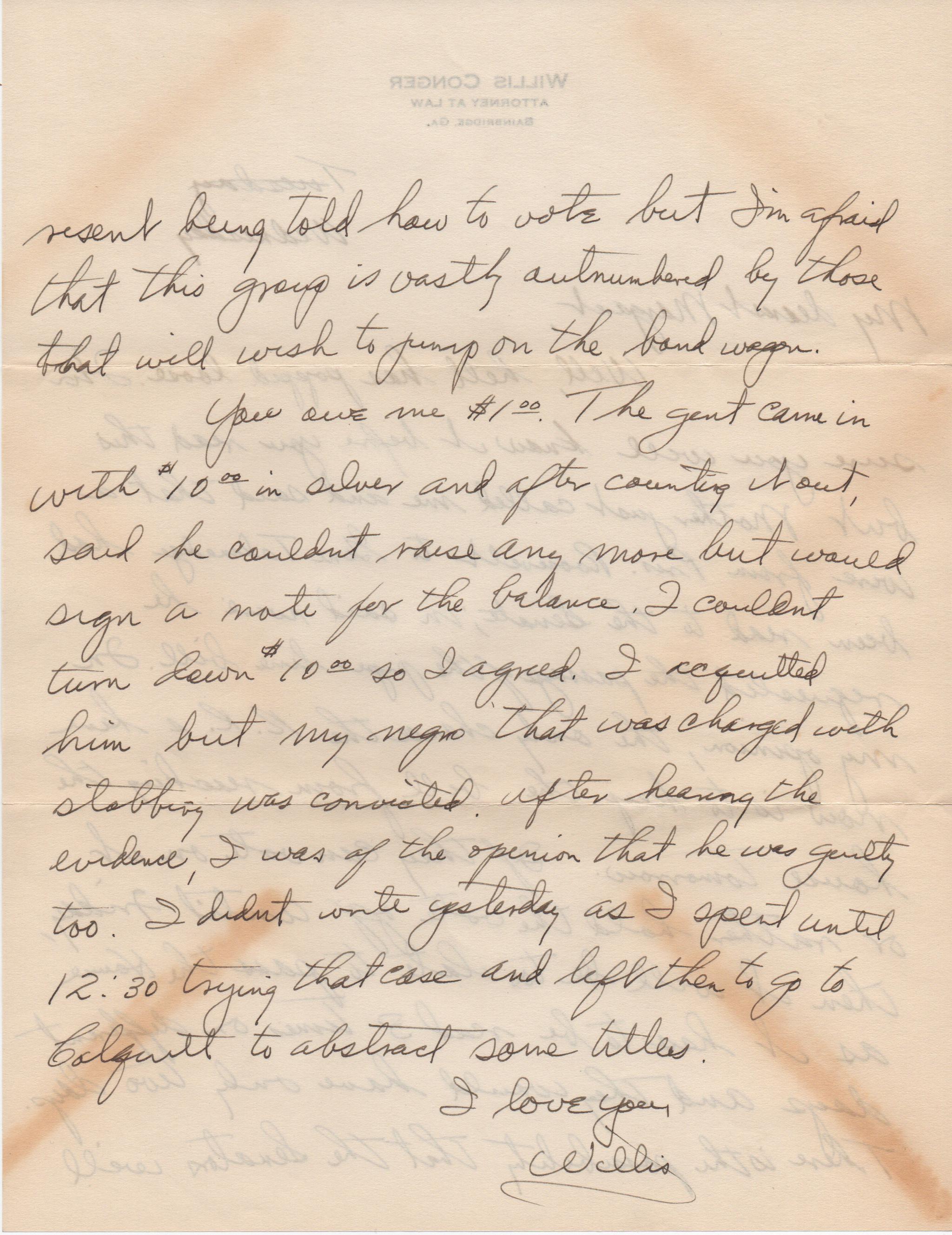 March 19, 1941: Back of letter