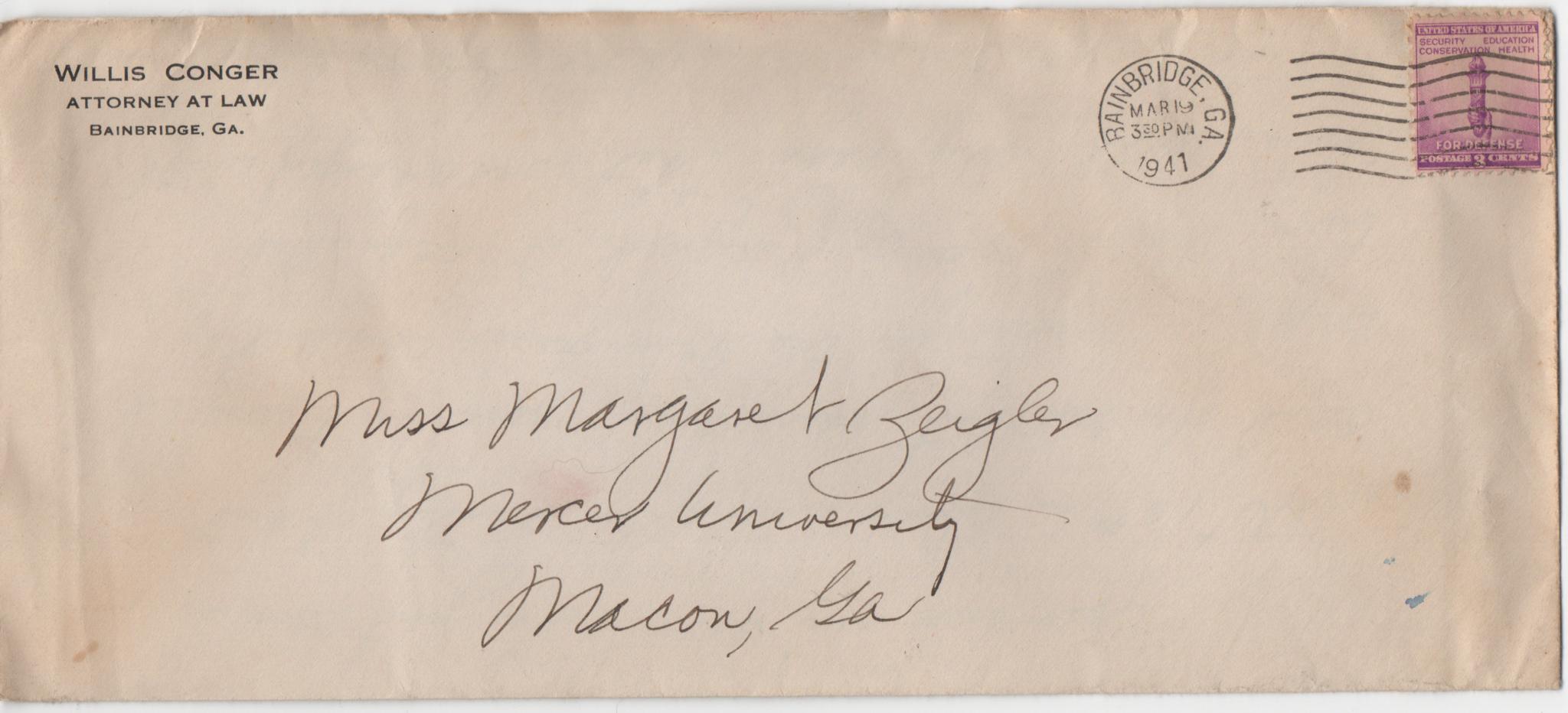 March 19, 1941: Front of envelope