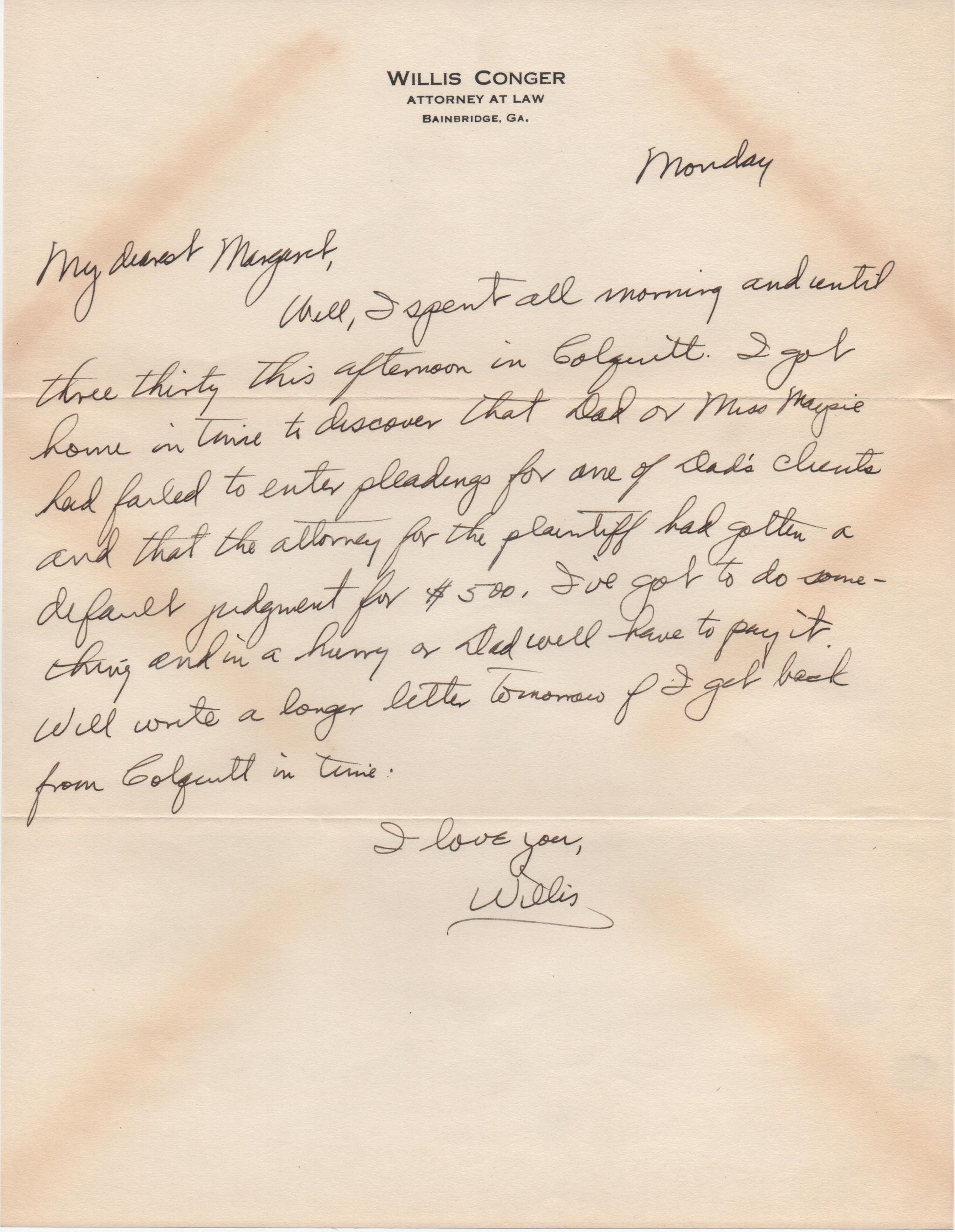 March 24, 1941: Front of letter