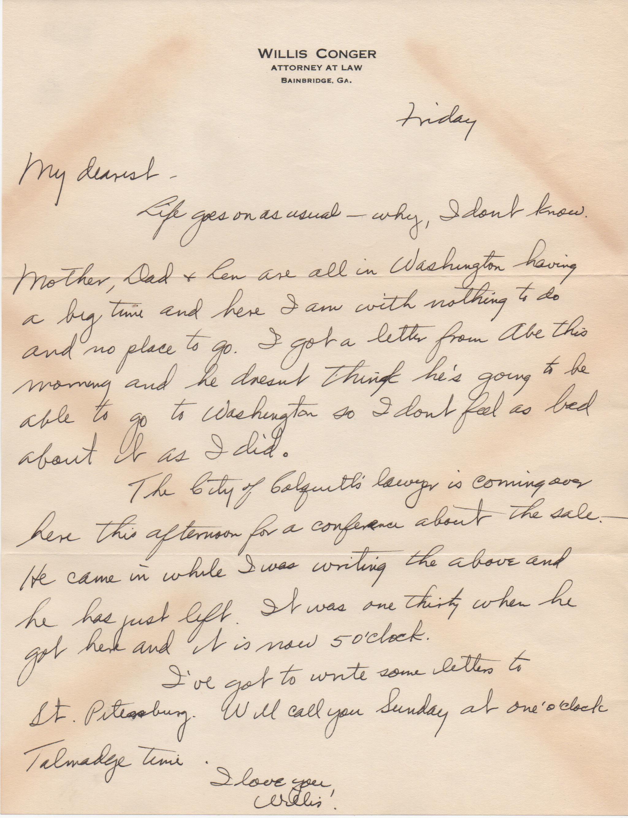 March 28, 1941: Front of letter