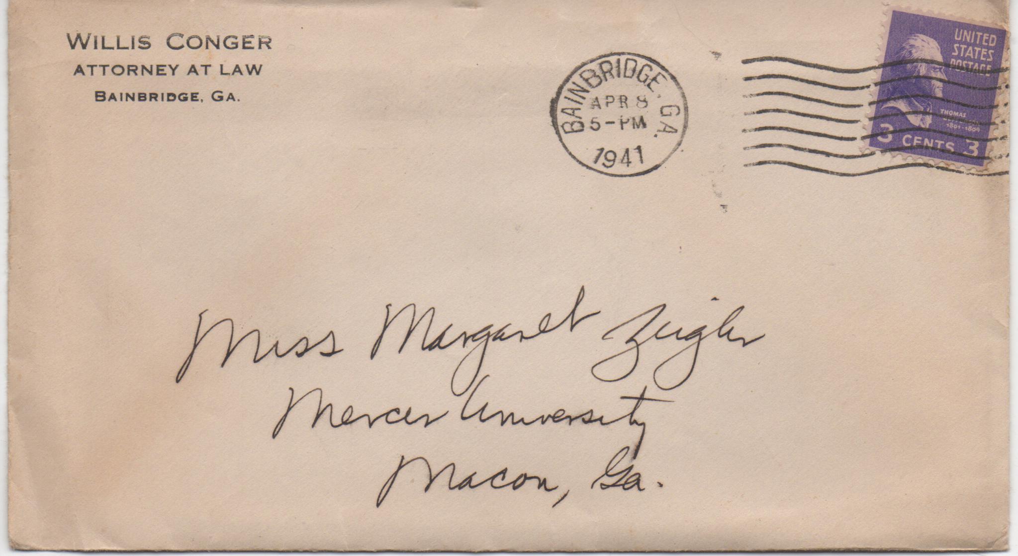 April 8, 1941: Front of envelope