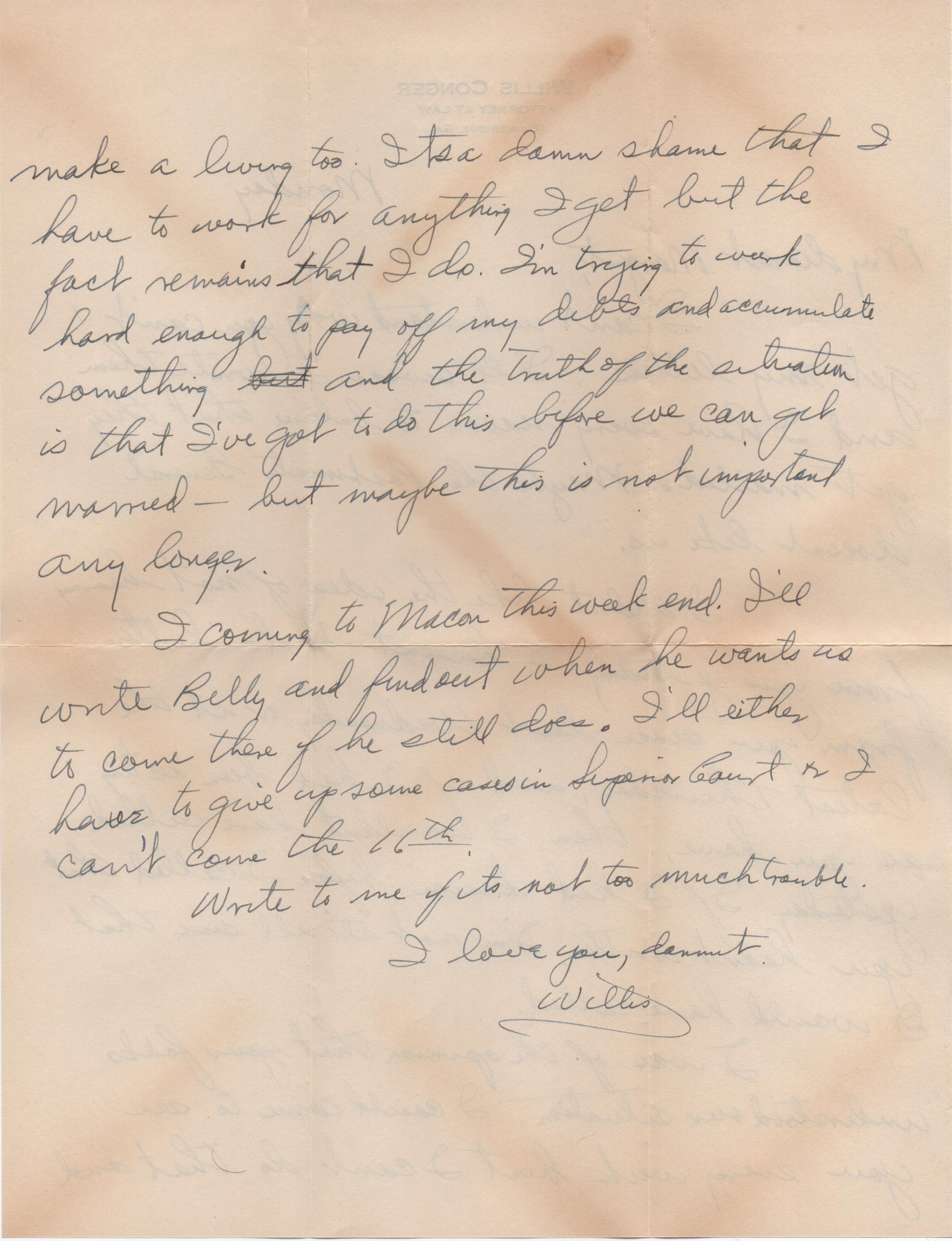 April 28, 1941: Back of letter