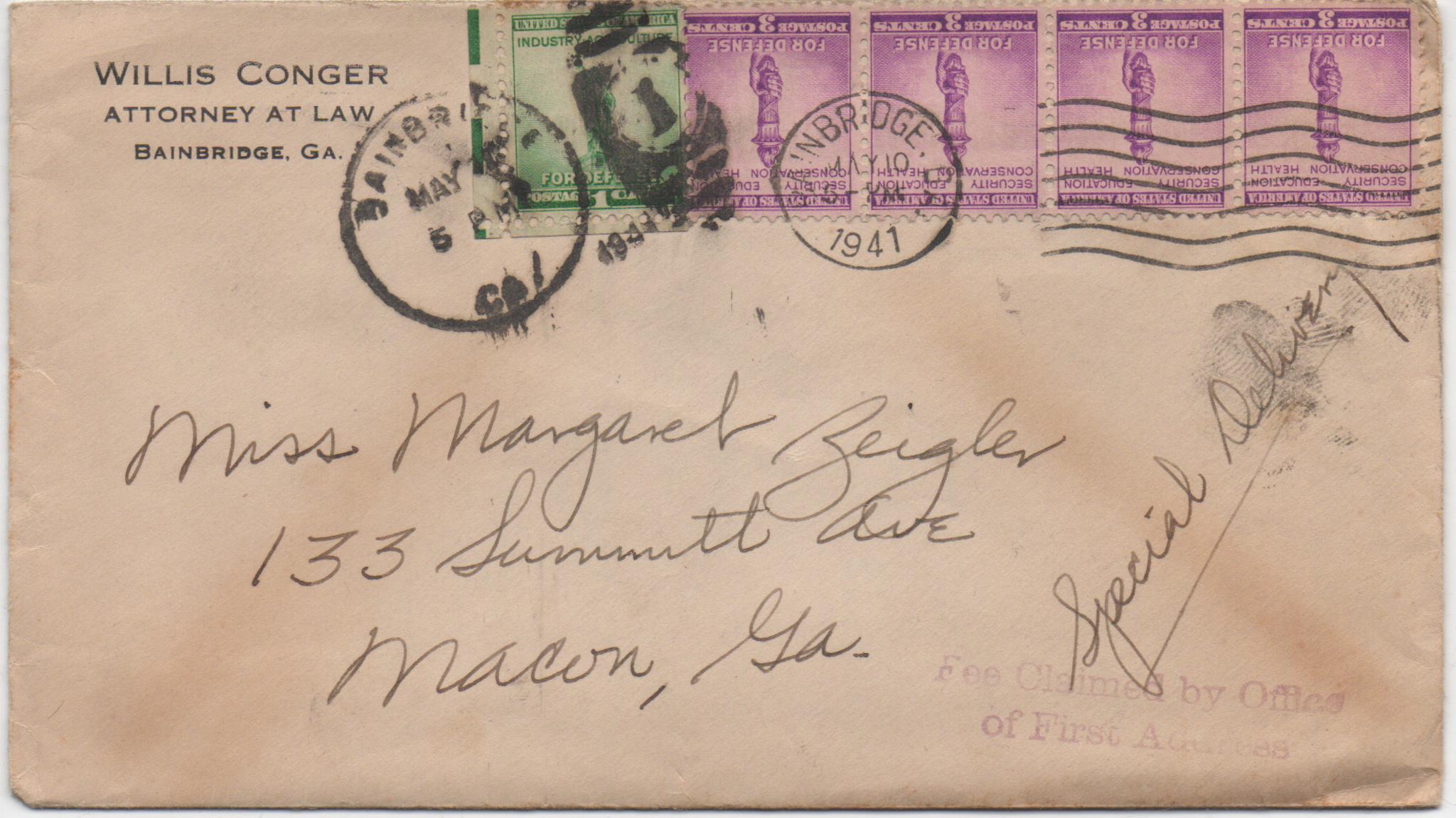 May 10, 1941: Front of envelope