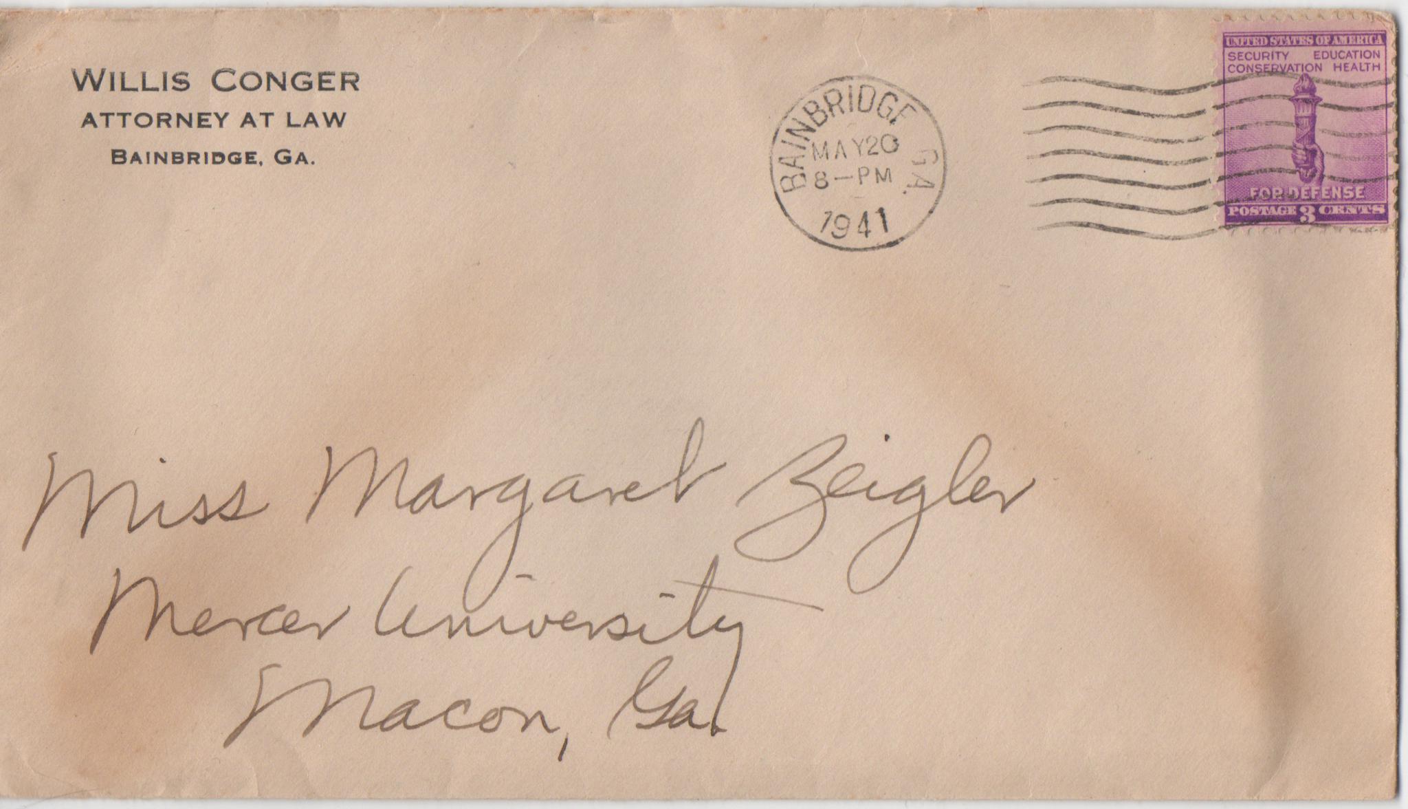 May 20, 1941: Front of envelope