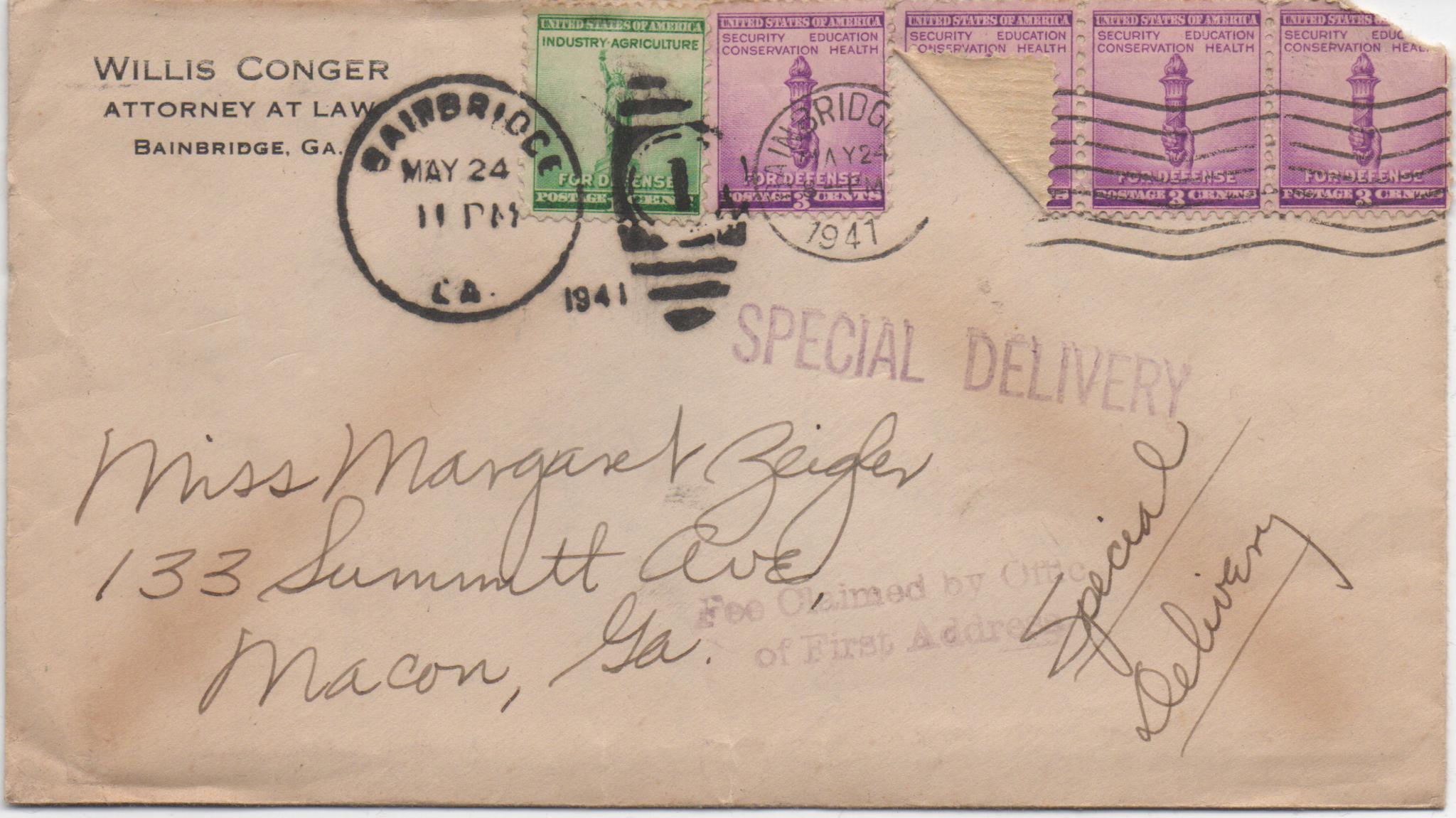 May 24, 1941: Front of envelope