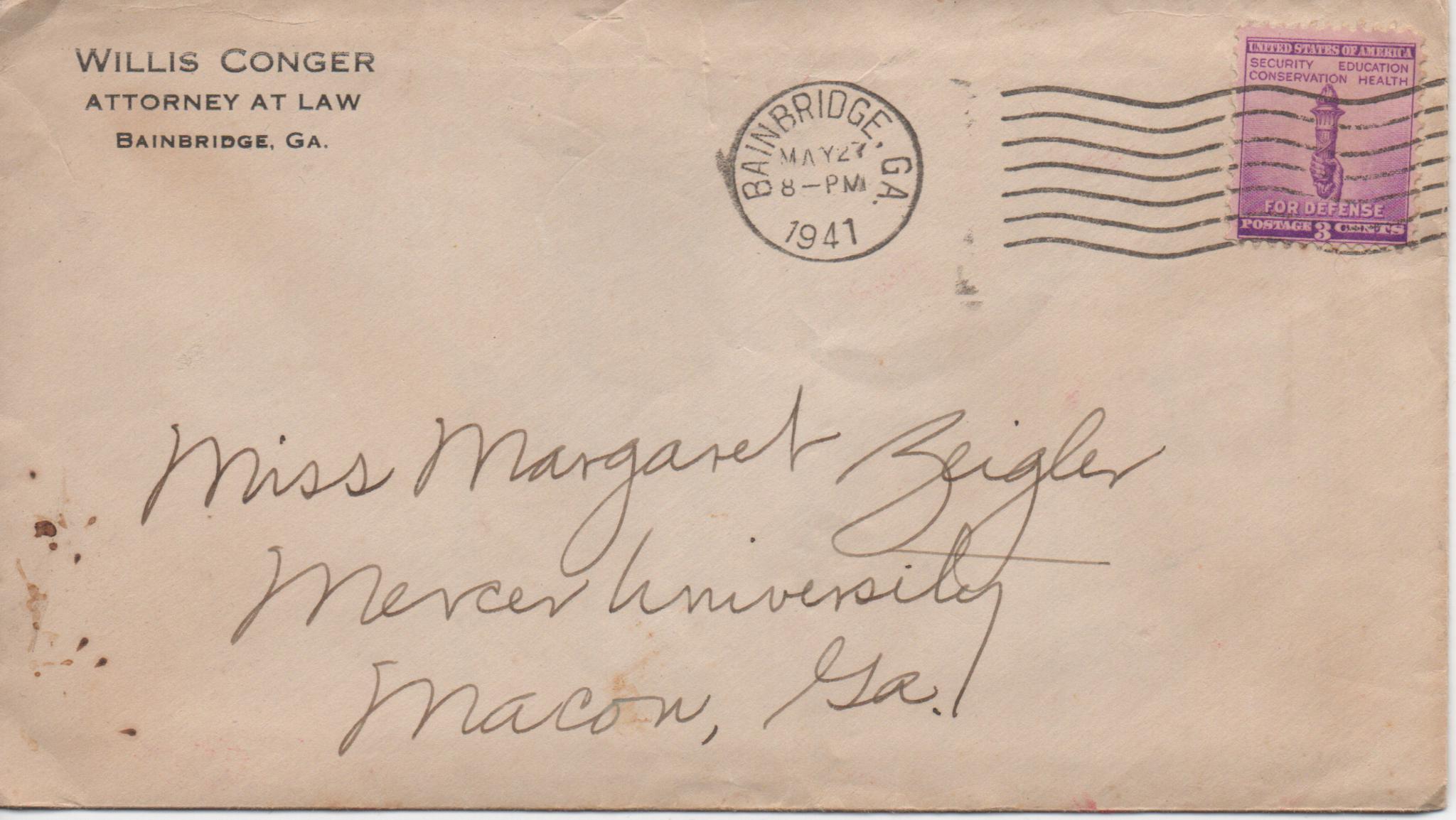 May 27, 1941: Front of envelope