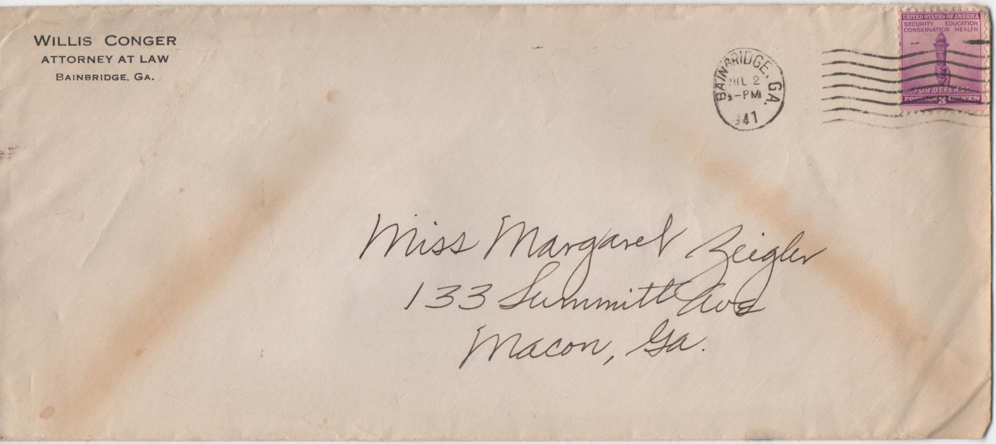 July 2, 1941: Front of envelope