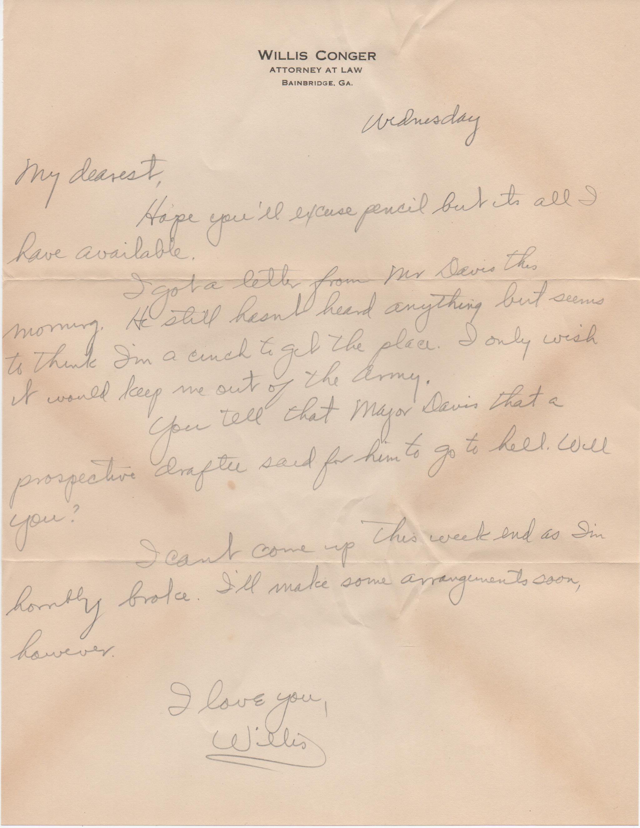 July 30, 1941: Front of letter