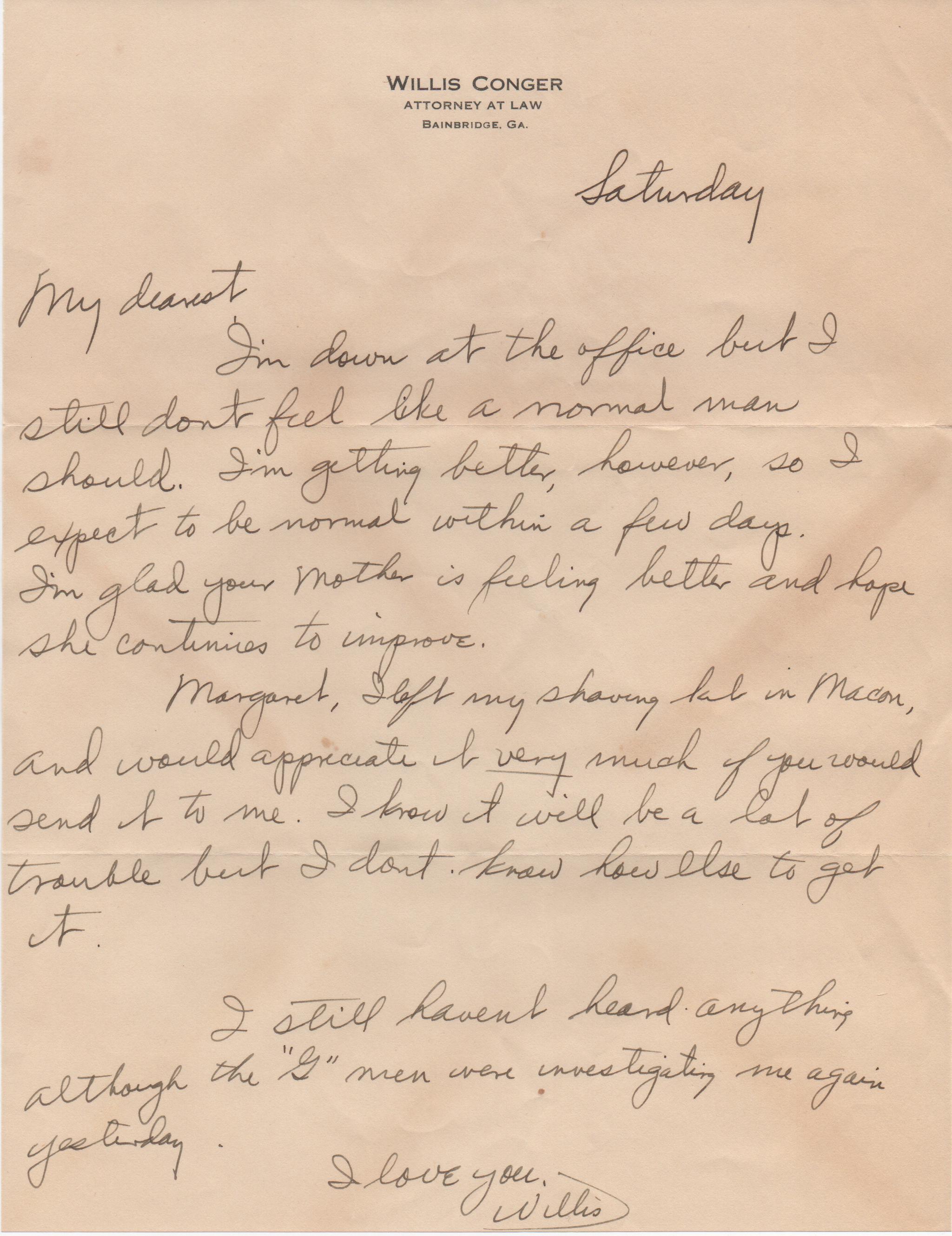 August 9, 1941: Front of letter