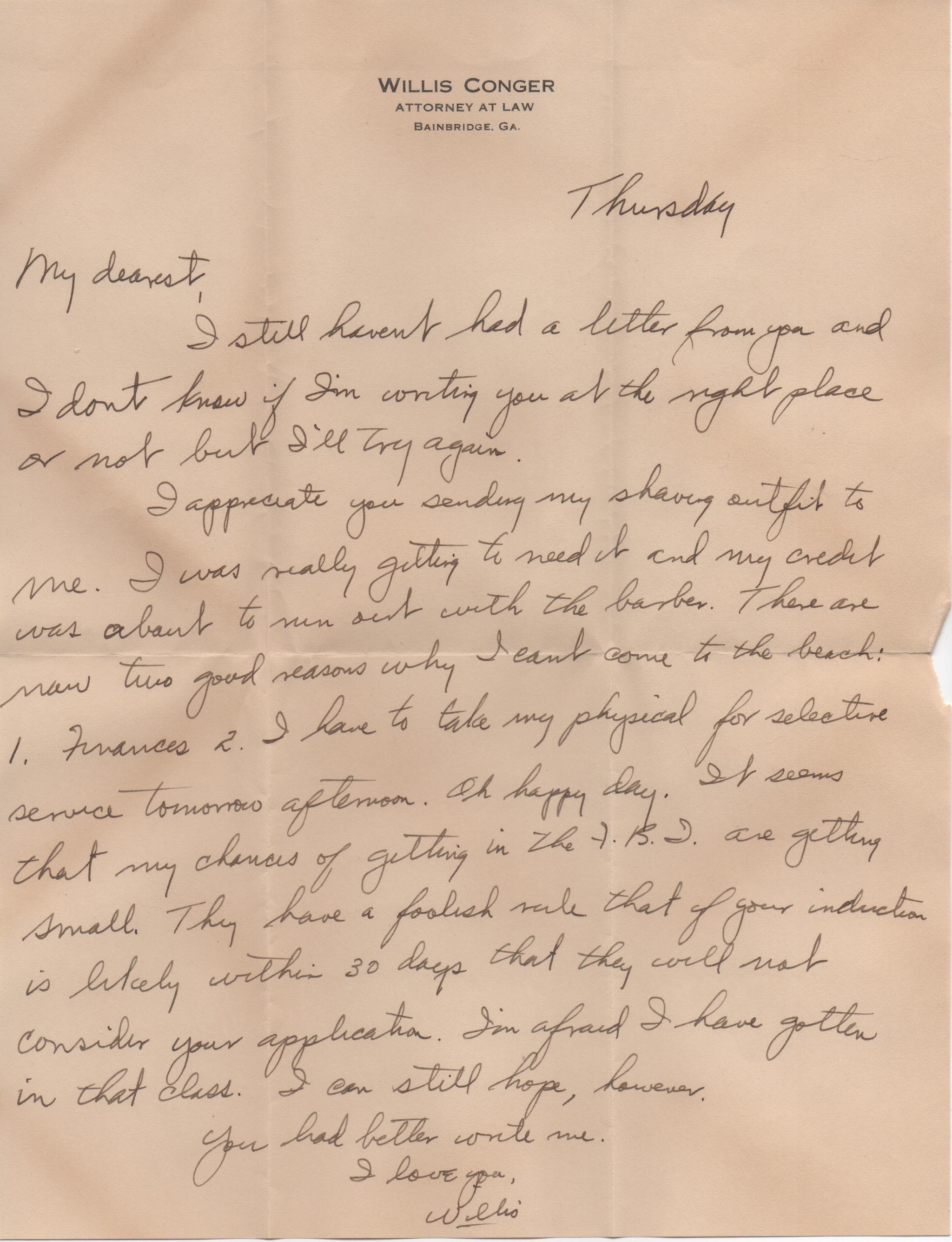 August 14, 1941: Front of letter