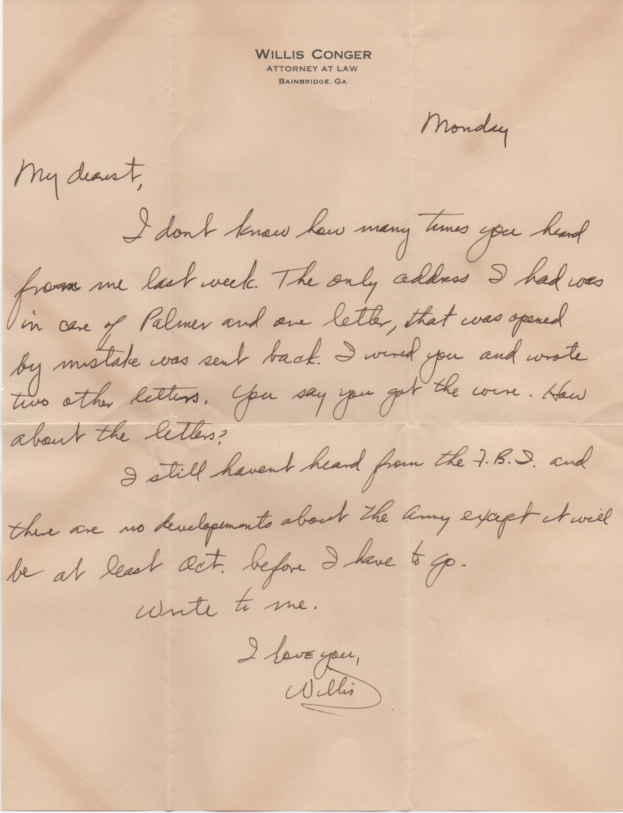 August 18, 1941: Front of letter