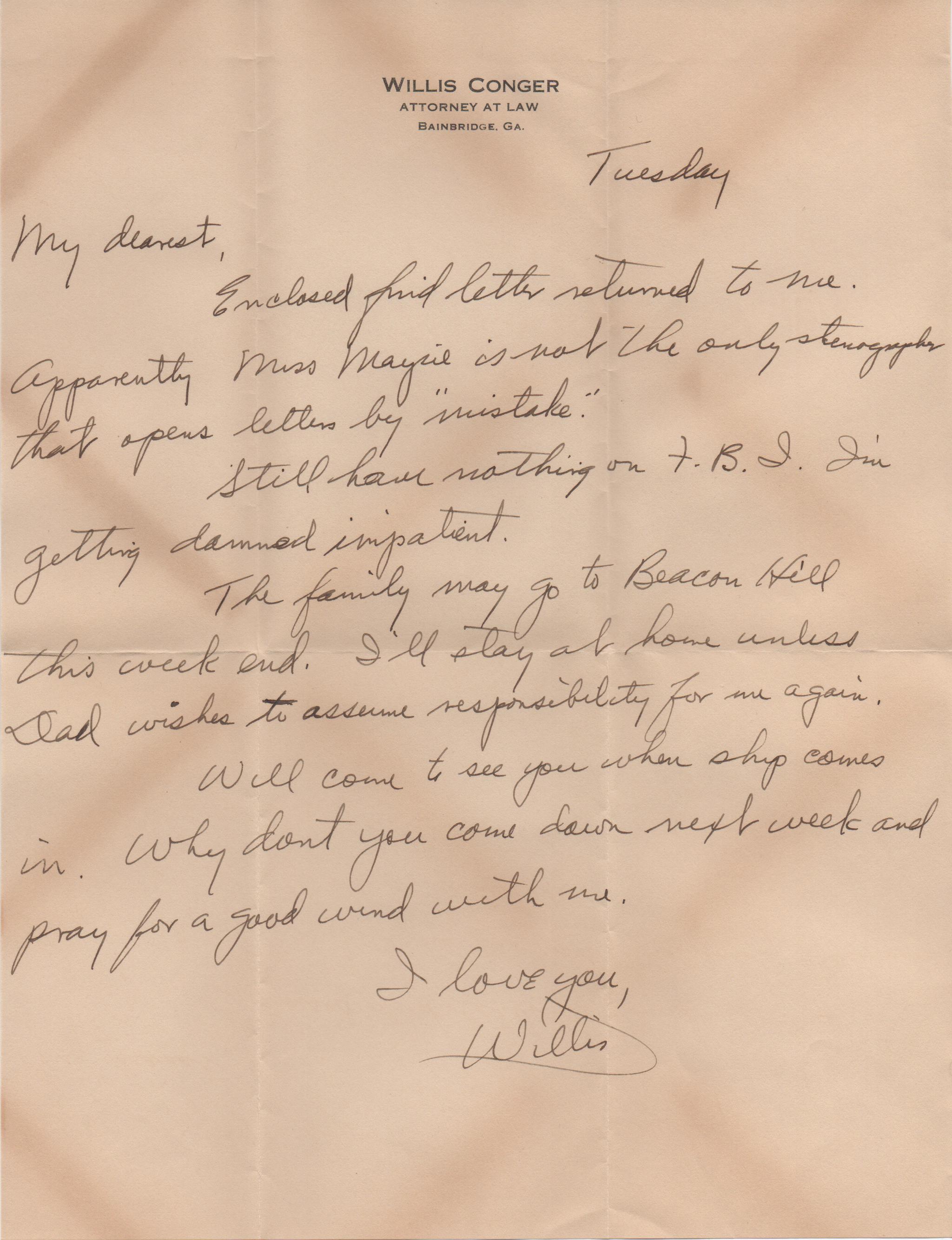 August 19, 1941: Front of letter