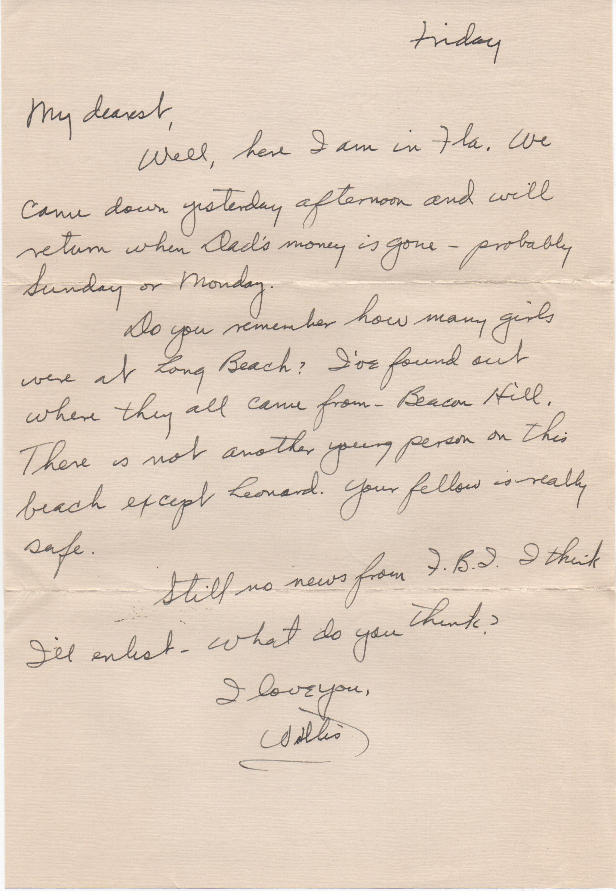 August 22, 1941: Front of letter