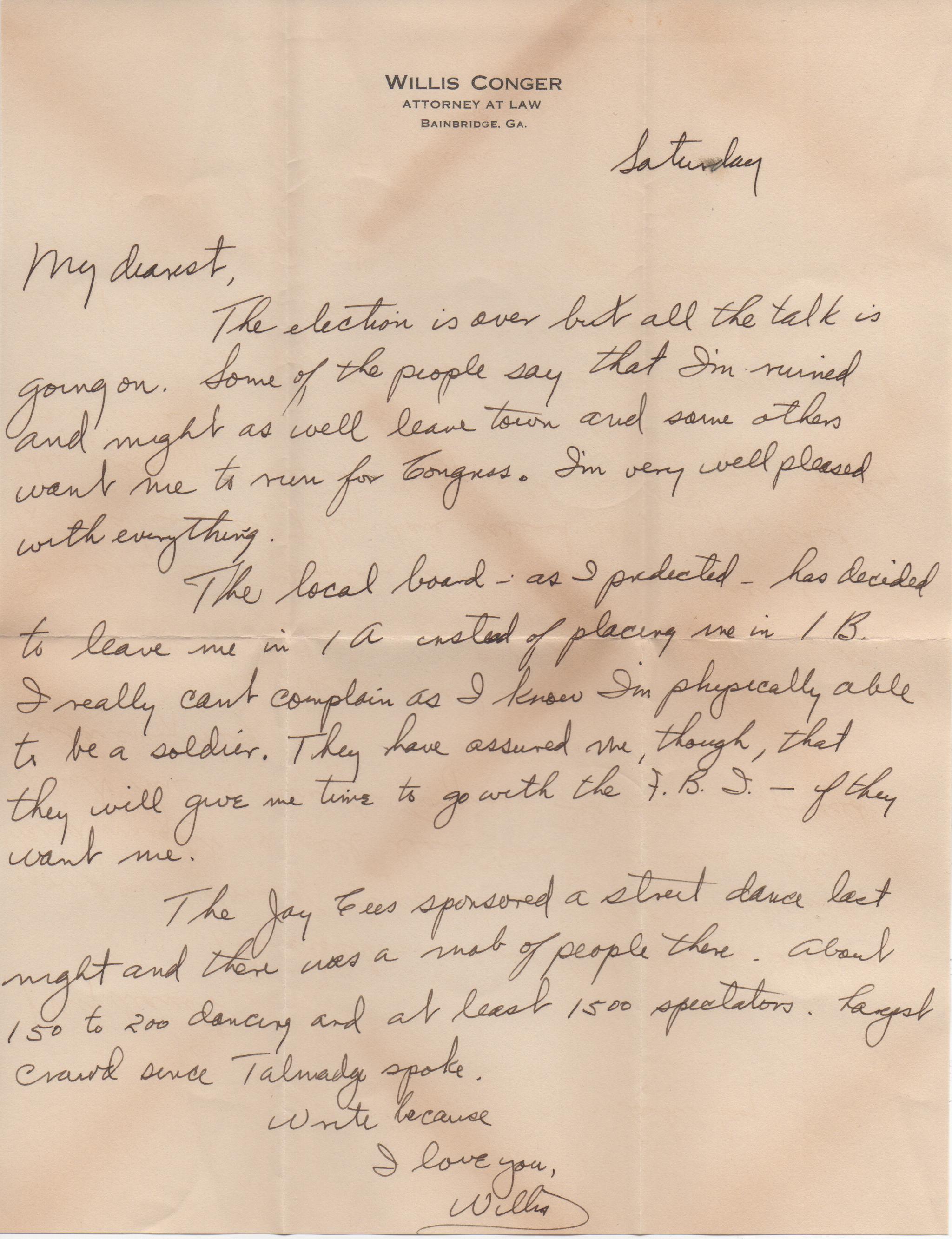 September 6, 1941: Front of letter