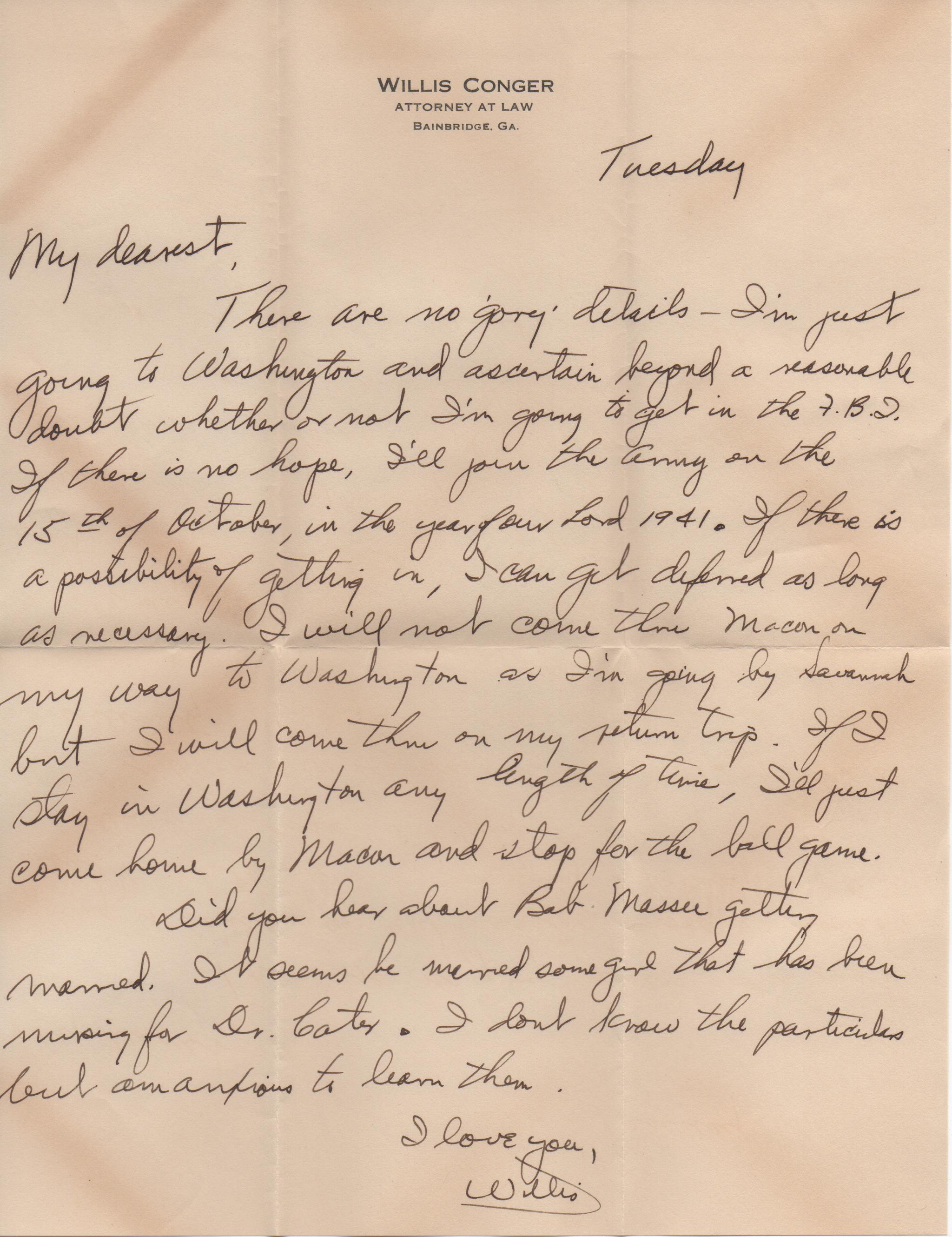 September 16, 1941: Front of letter