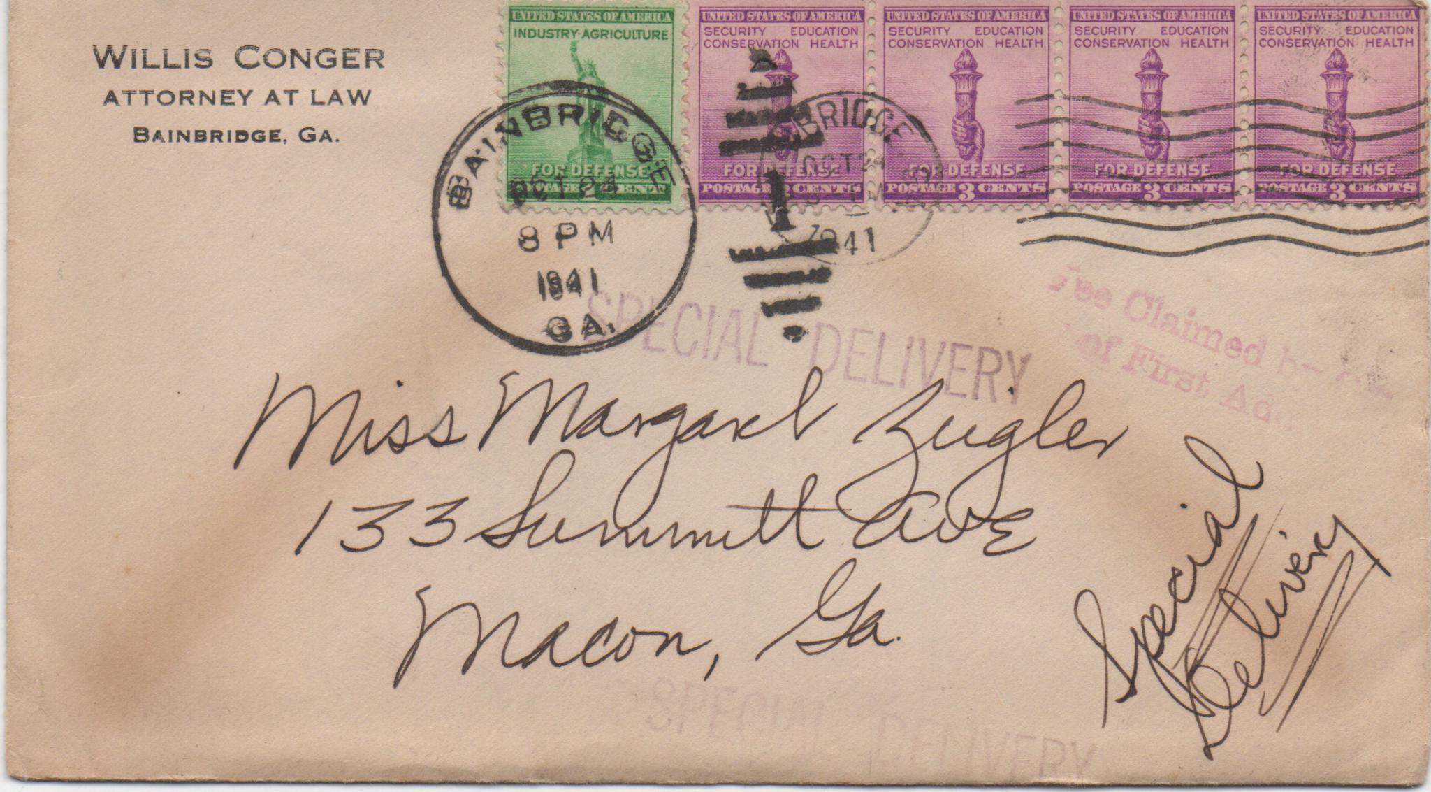 October 24, 1941: Front of envelope