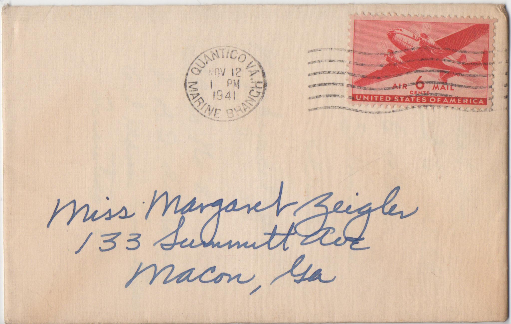 November 12, 1941: Front of envelope