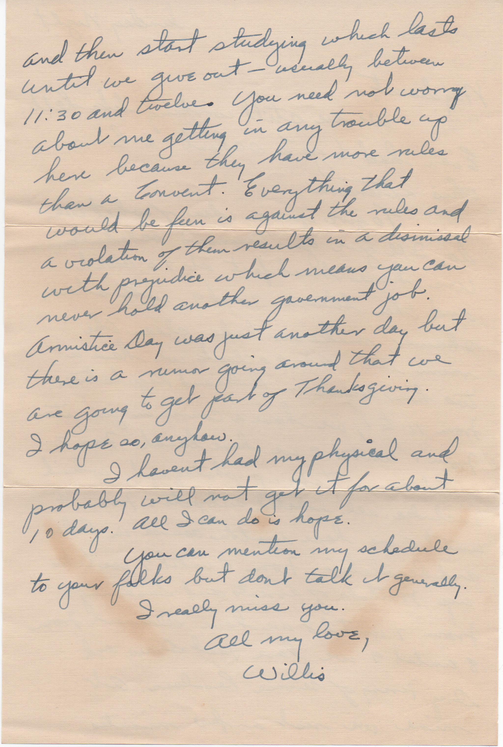 November 17, 1941: Back of letter