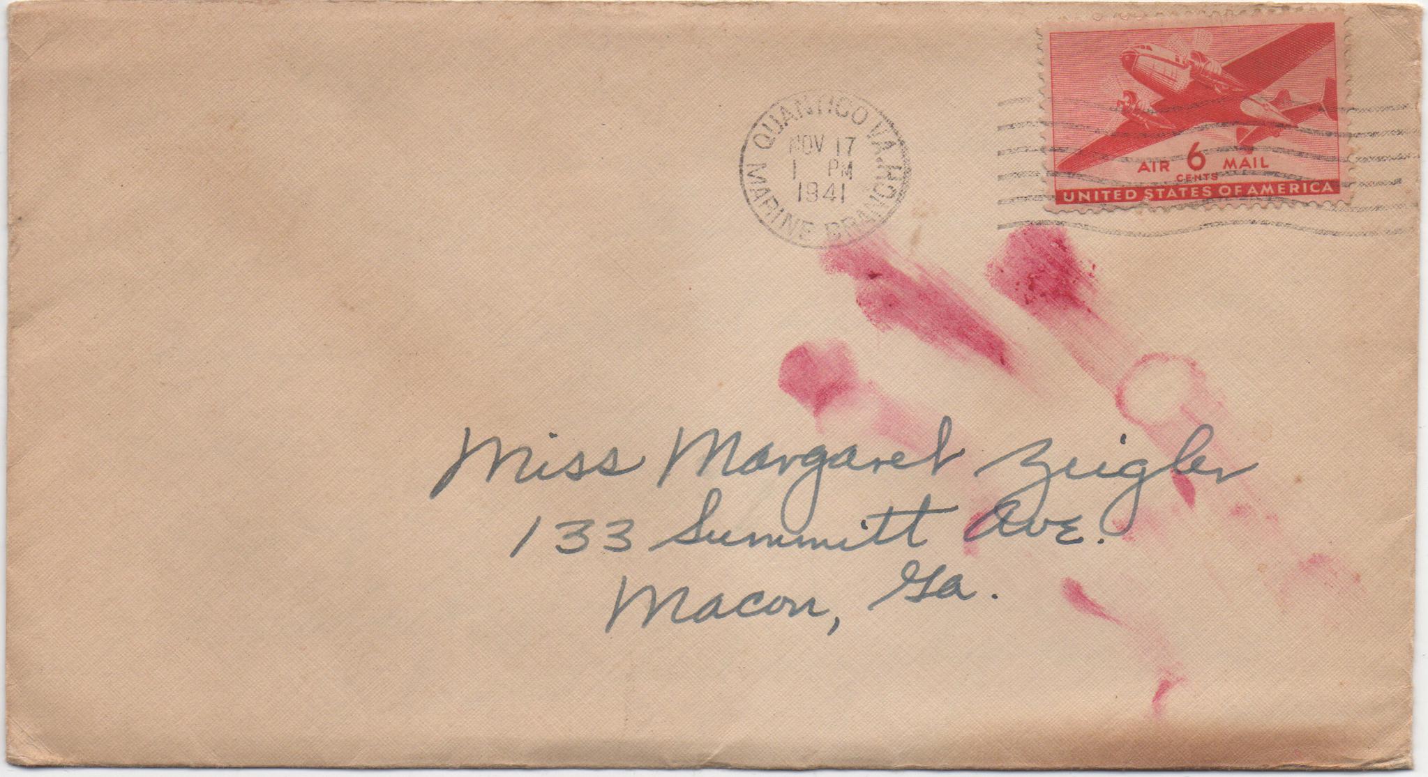 November 17, 1941: Front of envelope