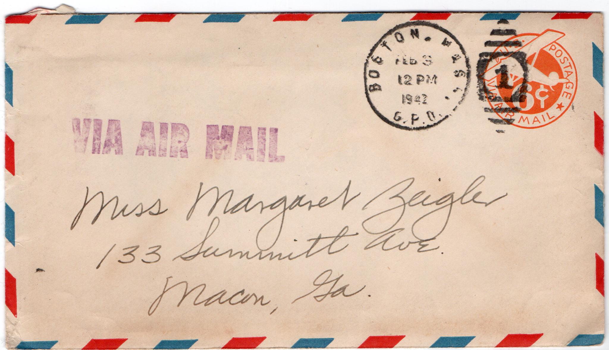 February 3, 1942: Front of envelope