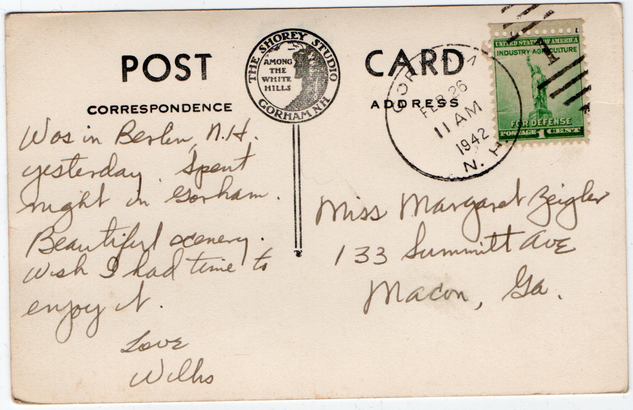 February 26, 1942: Back of letter