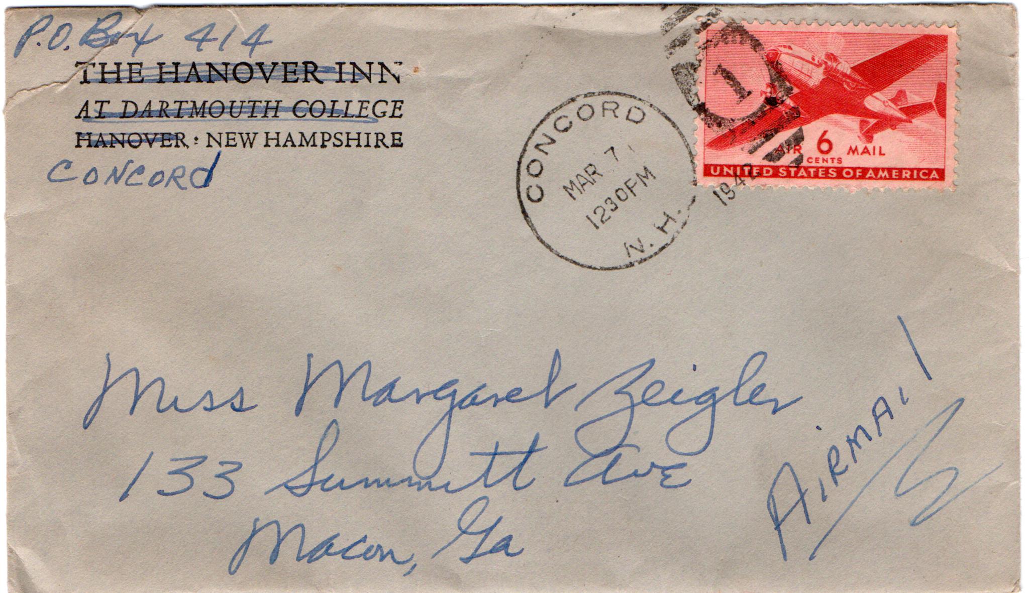 March 7, 1942: Front of envelope