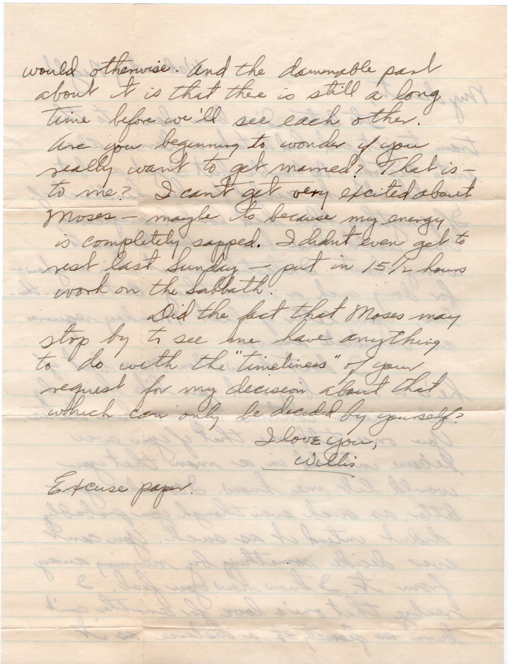 March 12, 1942: Back of letter