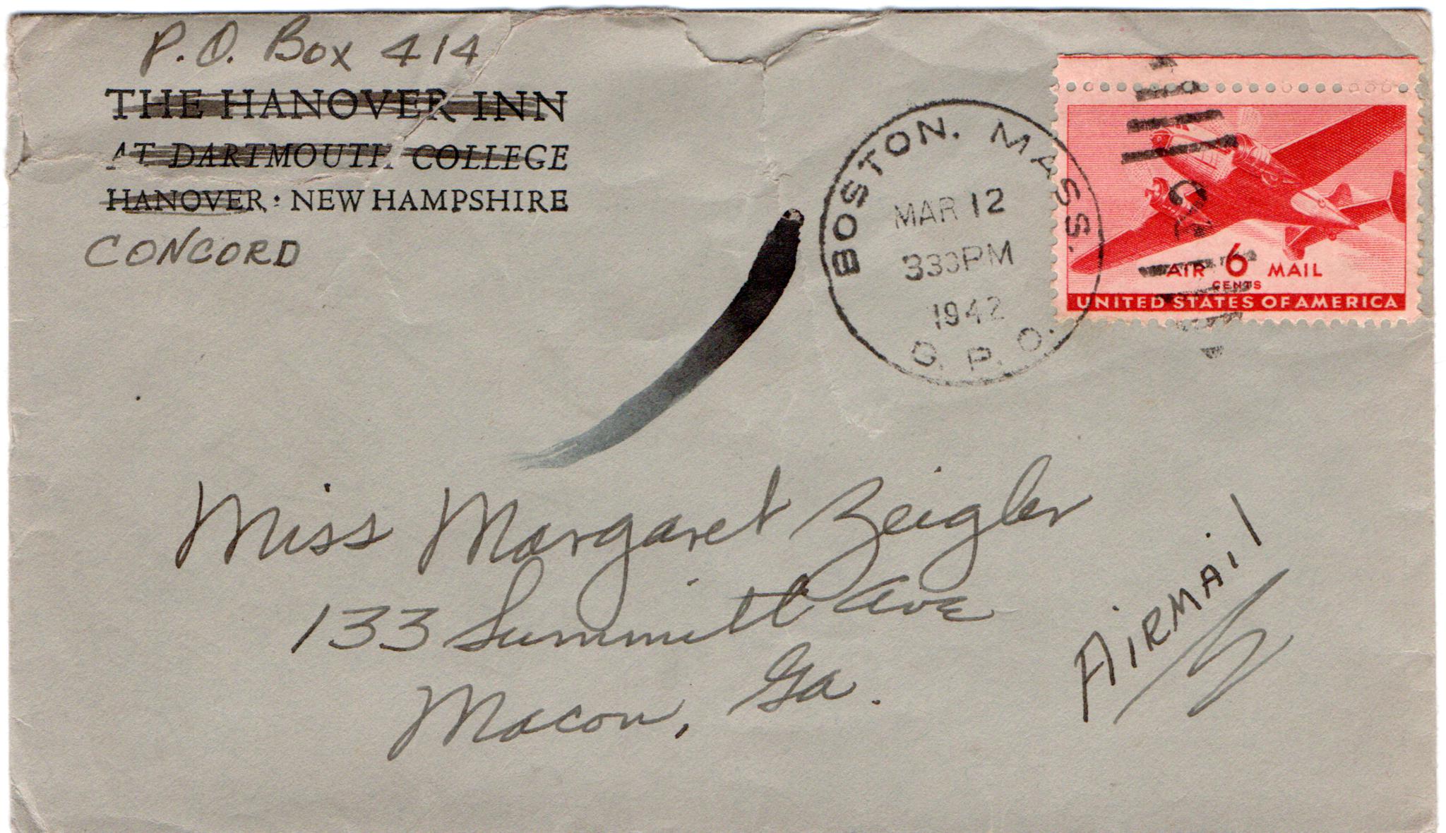 March 12, 1942: Front of envelope