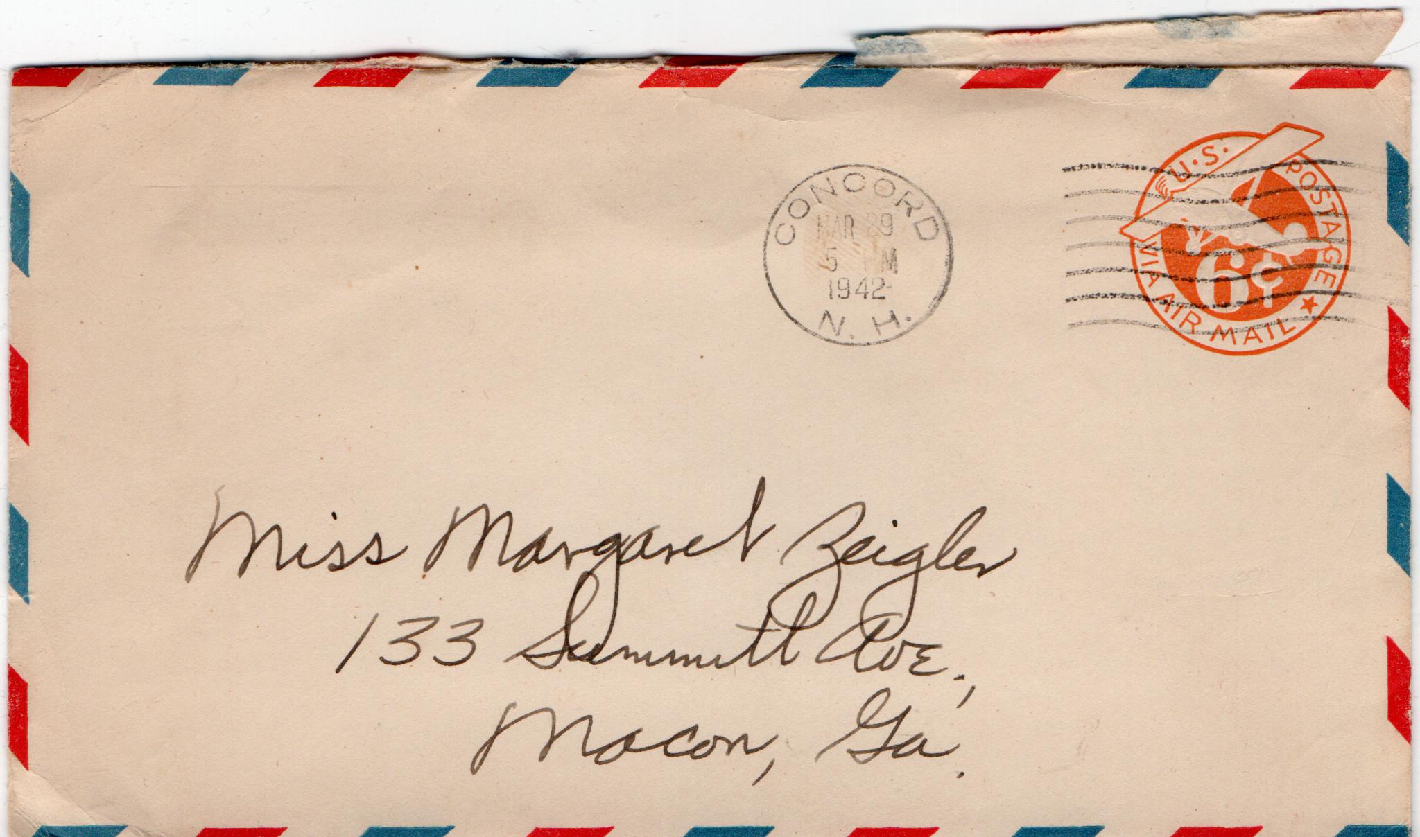 March 29, 1942: Front of envelope