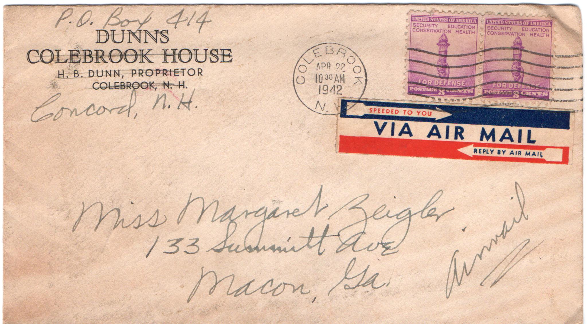 April 22, 1942: Front of envelope