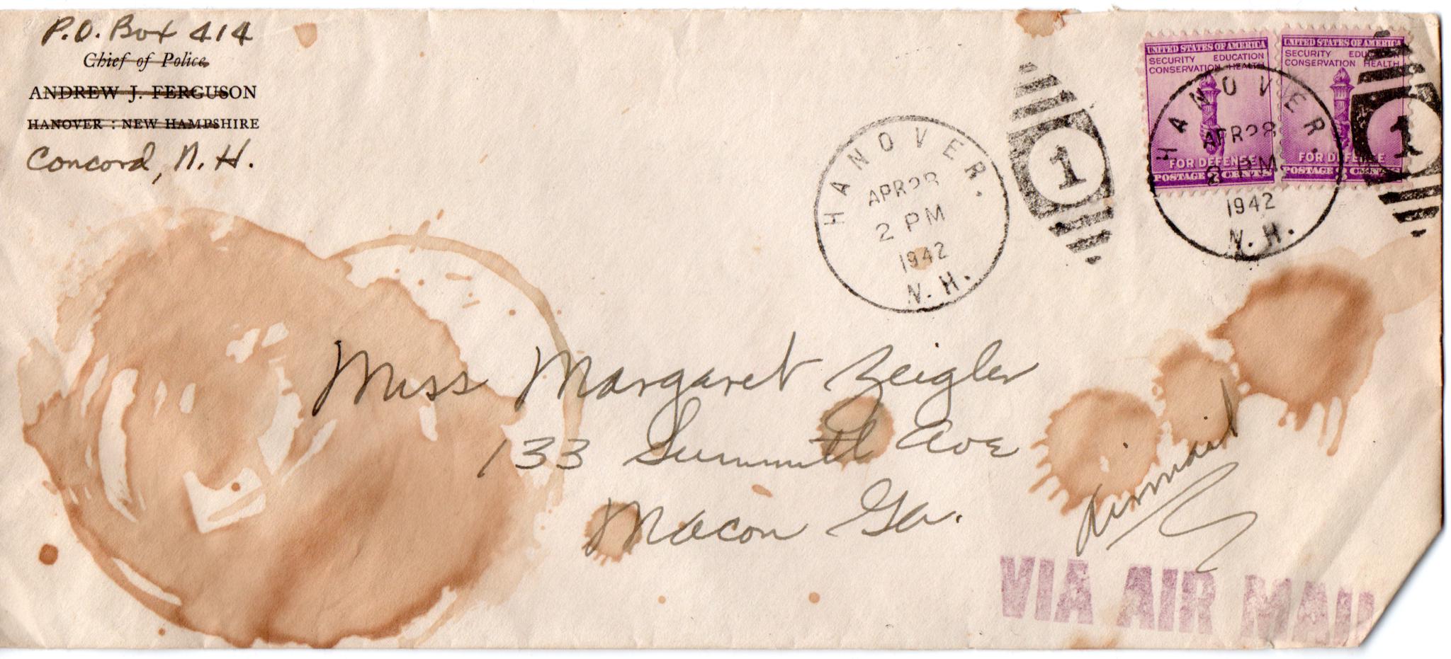 April 28, 1942: Front of envelope