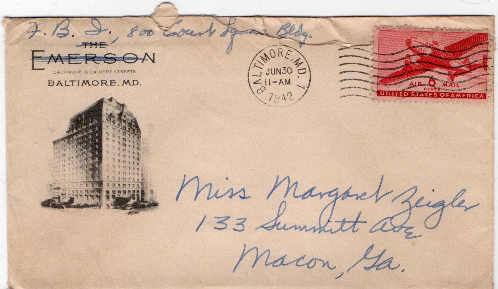 June 30, 1942: Front of envelope