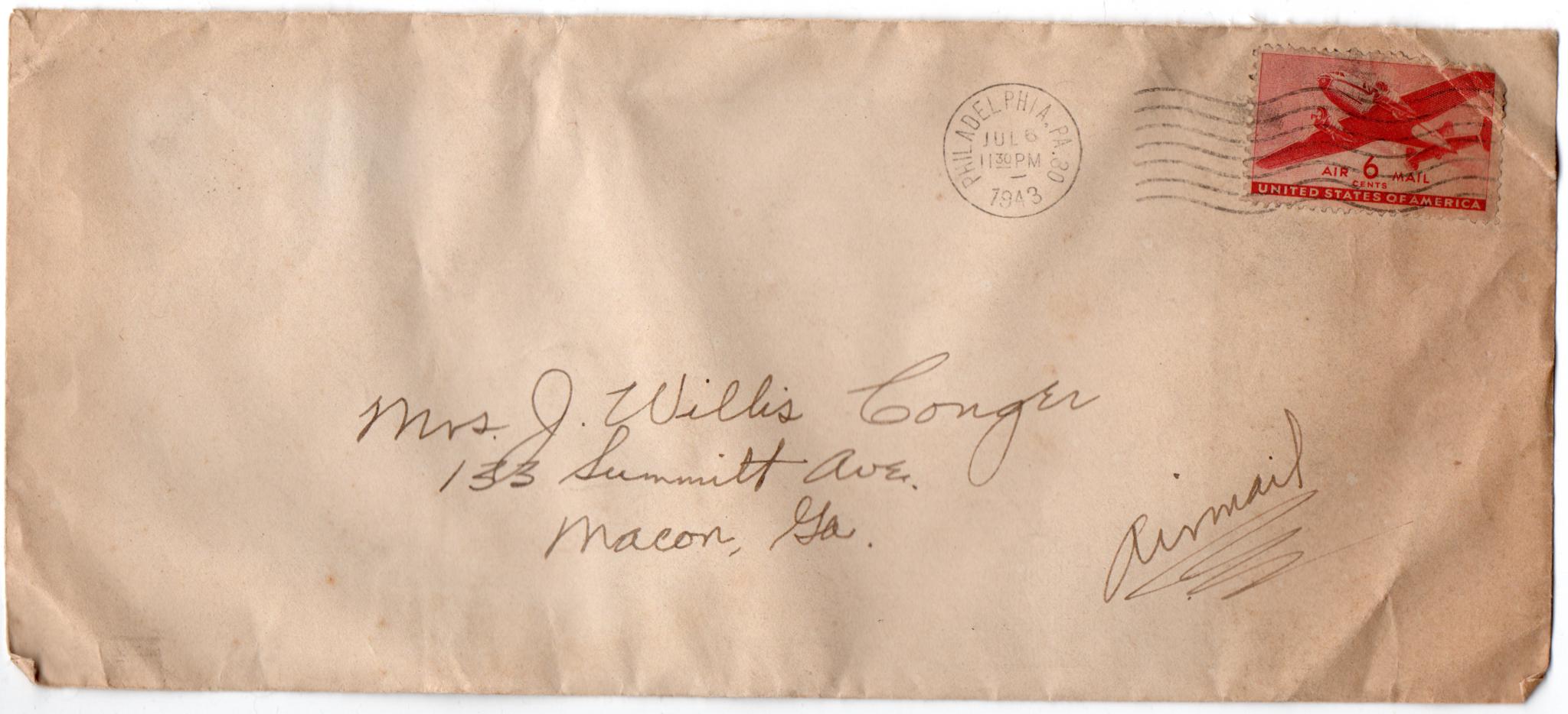 July 6, 1943: Front of envelope