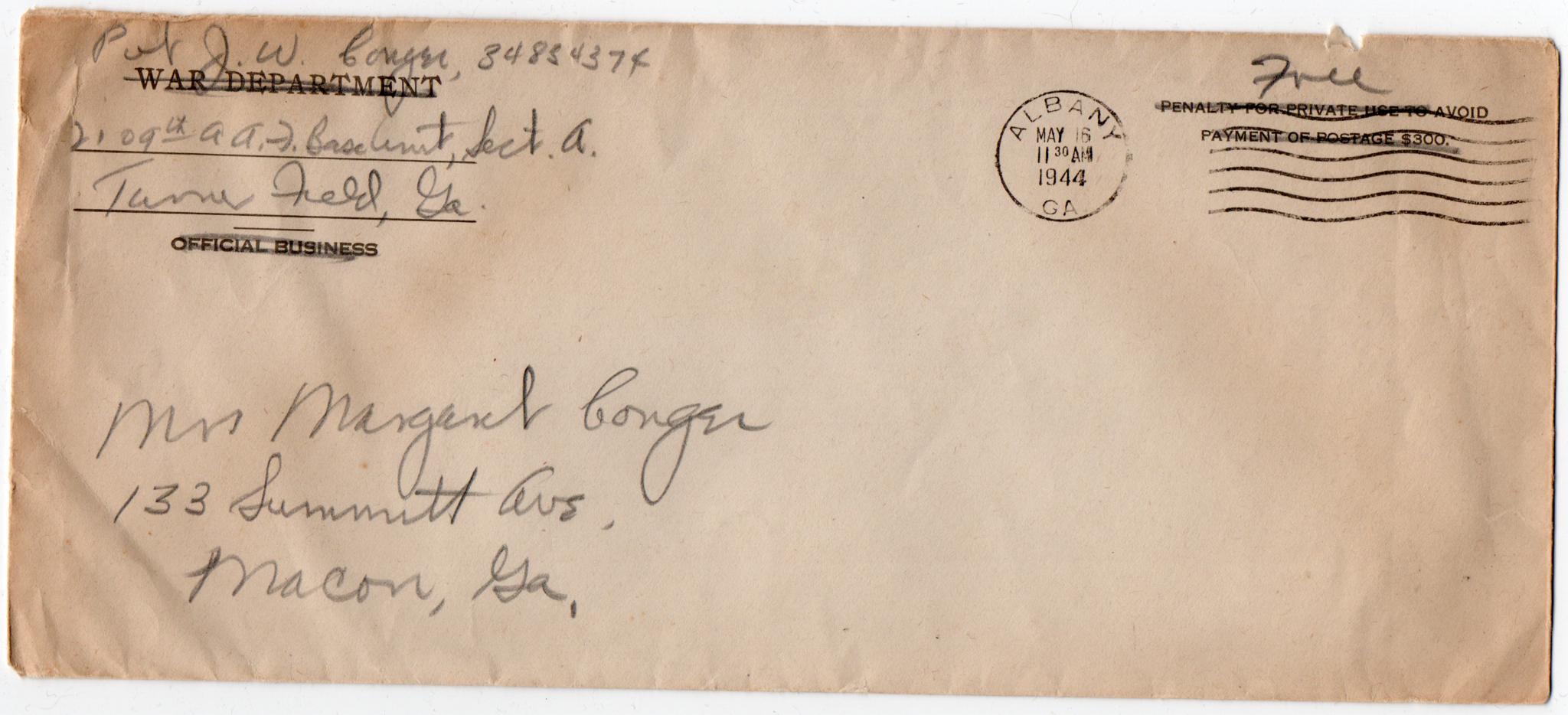 May 16, 1944: Front of envelope