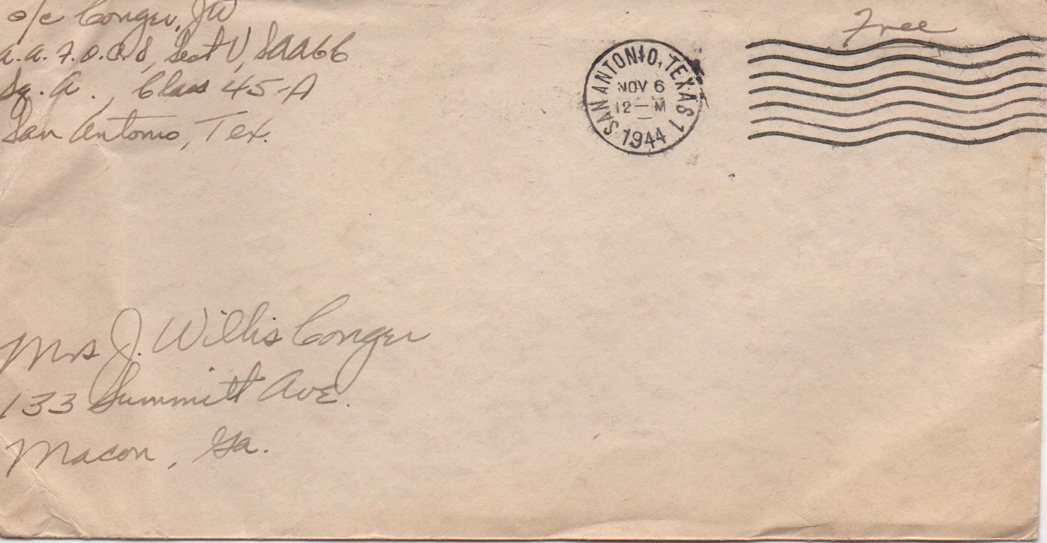 November 6, 1944: Front of envelope