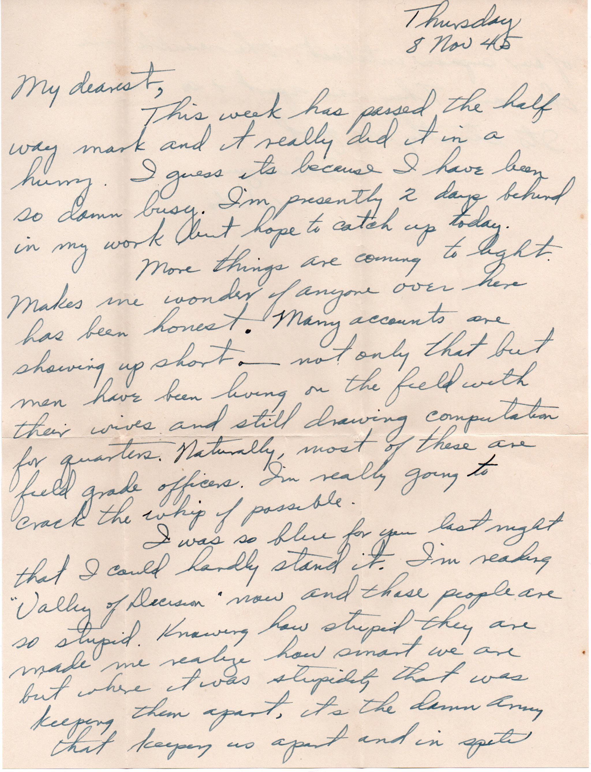 November 8, 1945: Front of letter