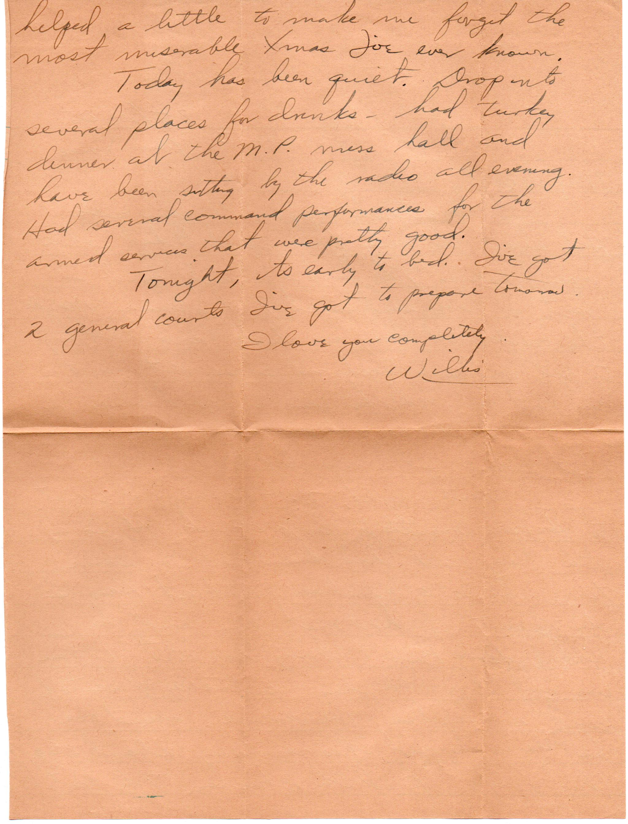 December 25, 1945: Back of letter