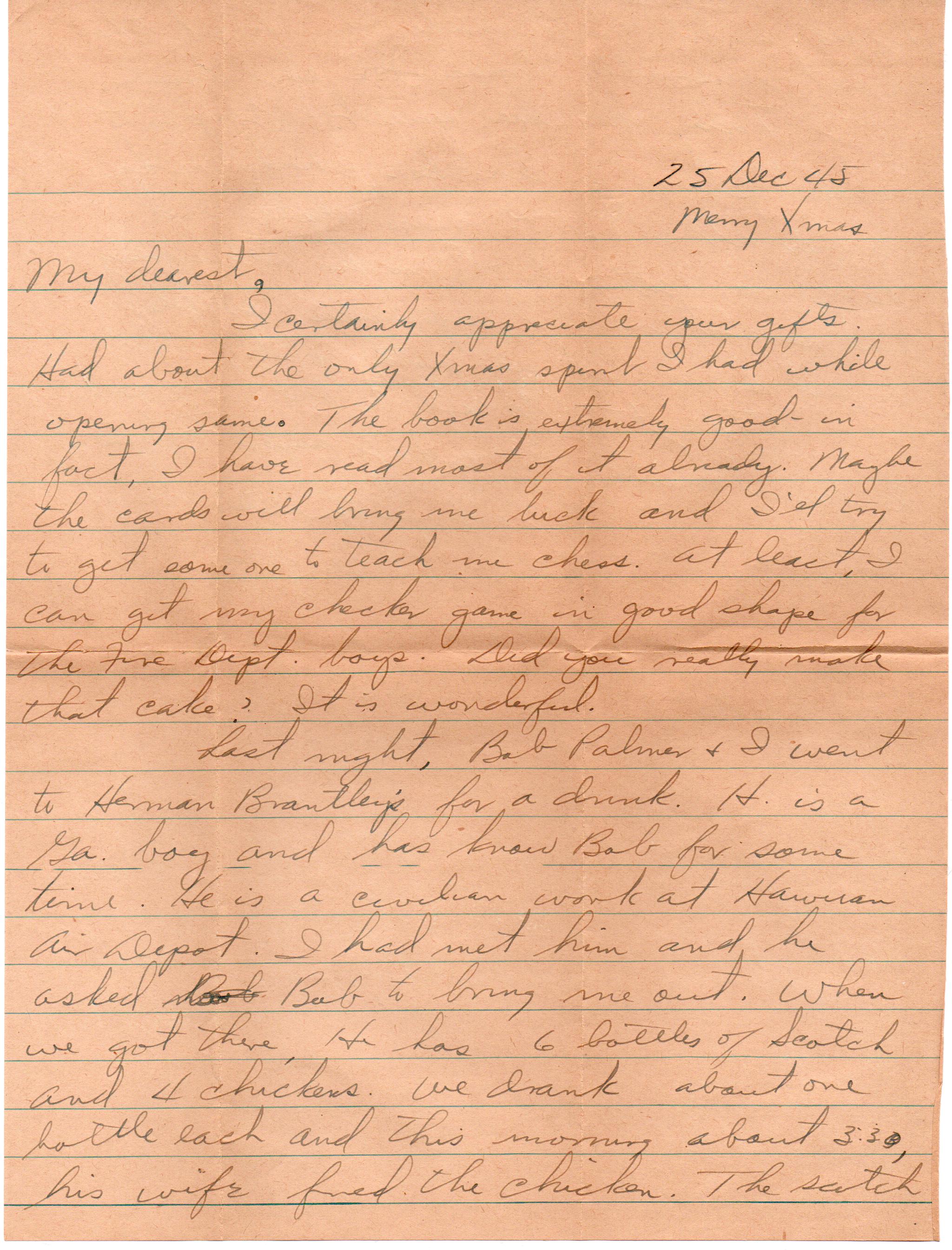 December 25, 1945: Front of letter