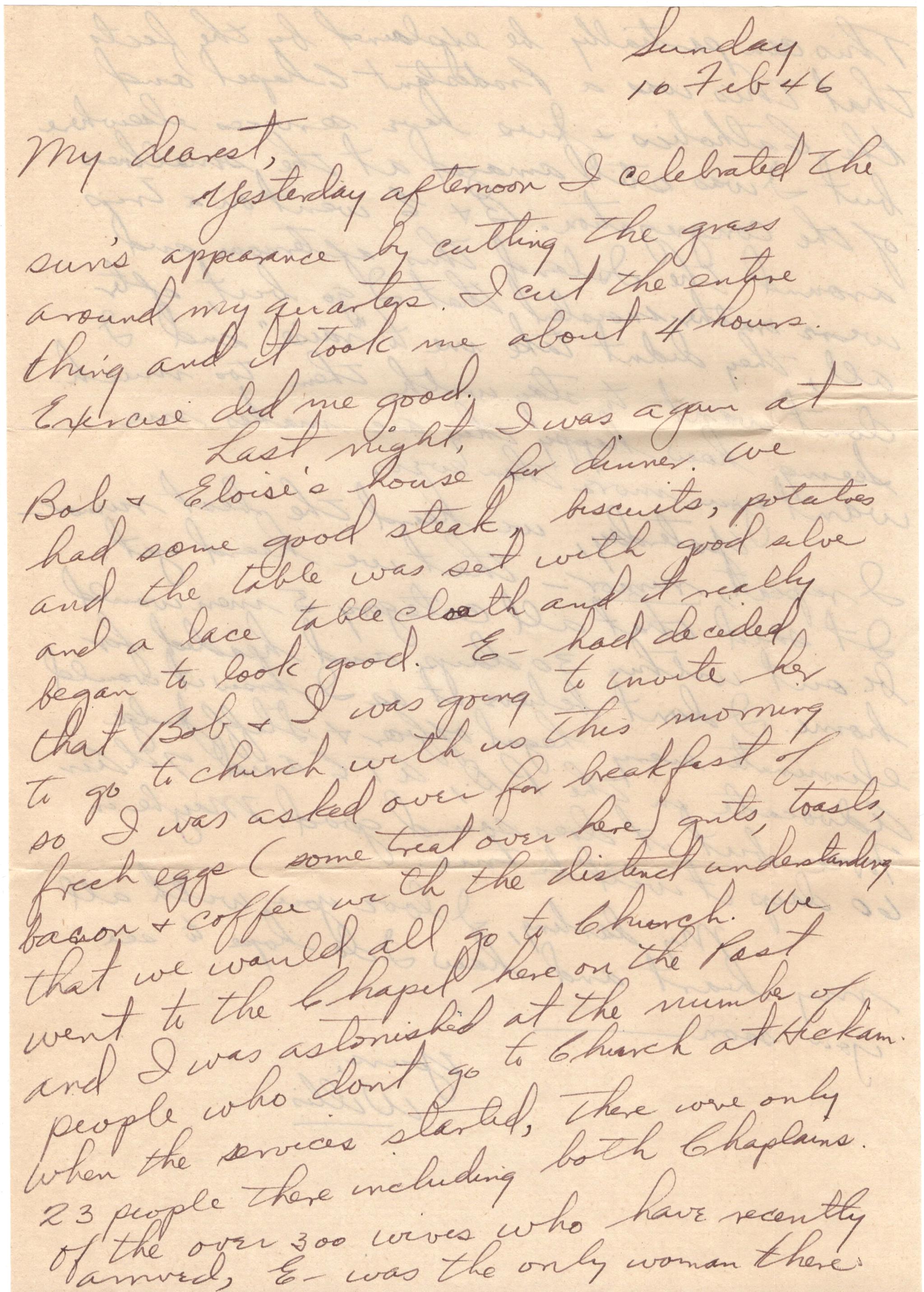 February 10, 1946: Front of letter