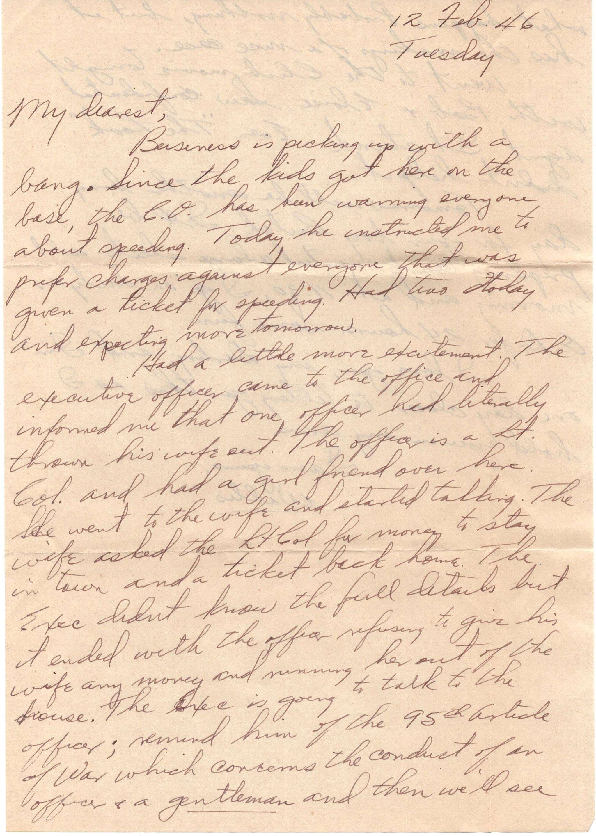 February 12, 1946: Front of letter