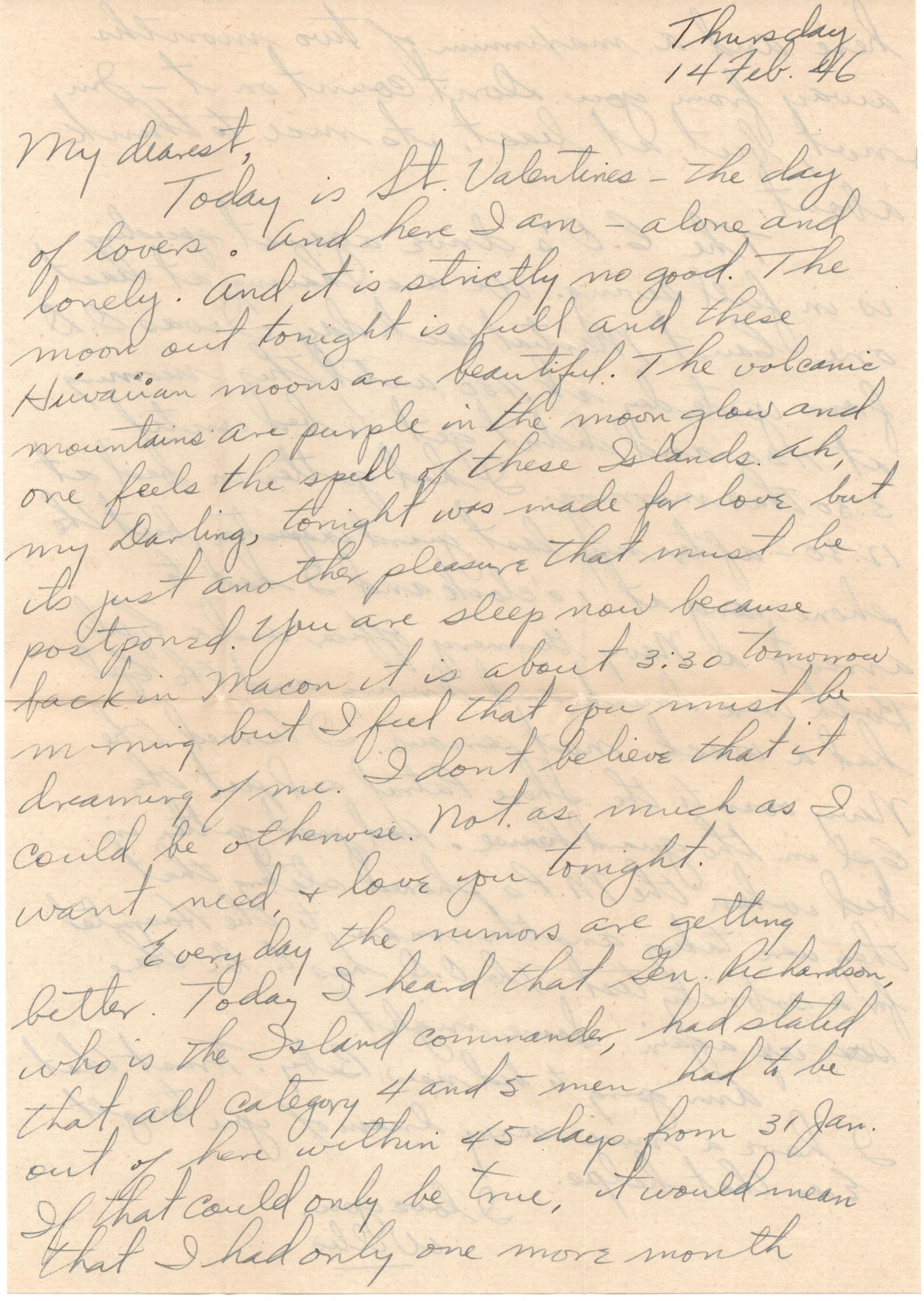 February 14, 1946: Front of letter