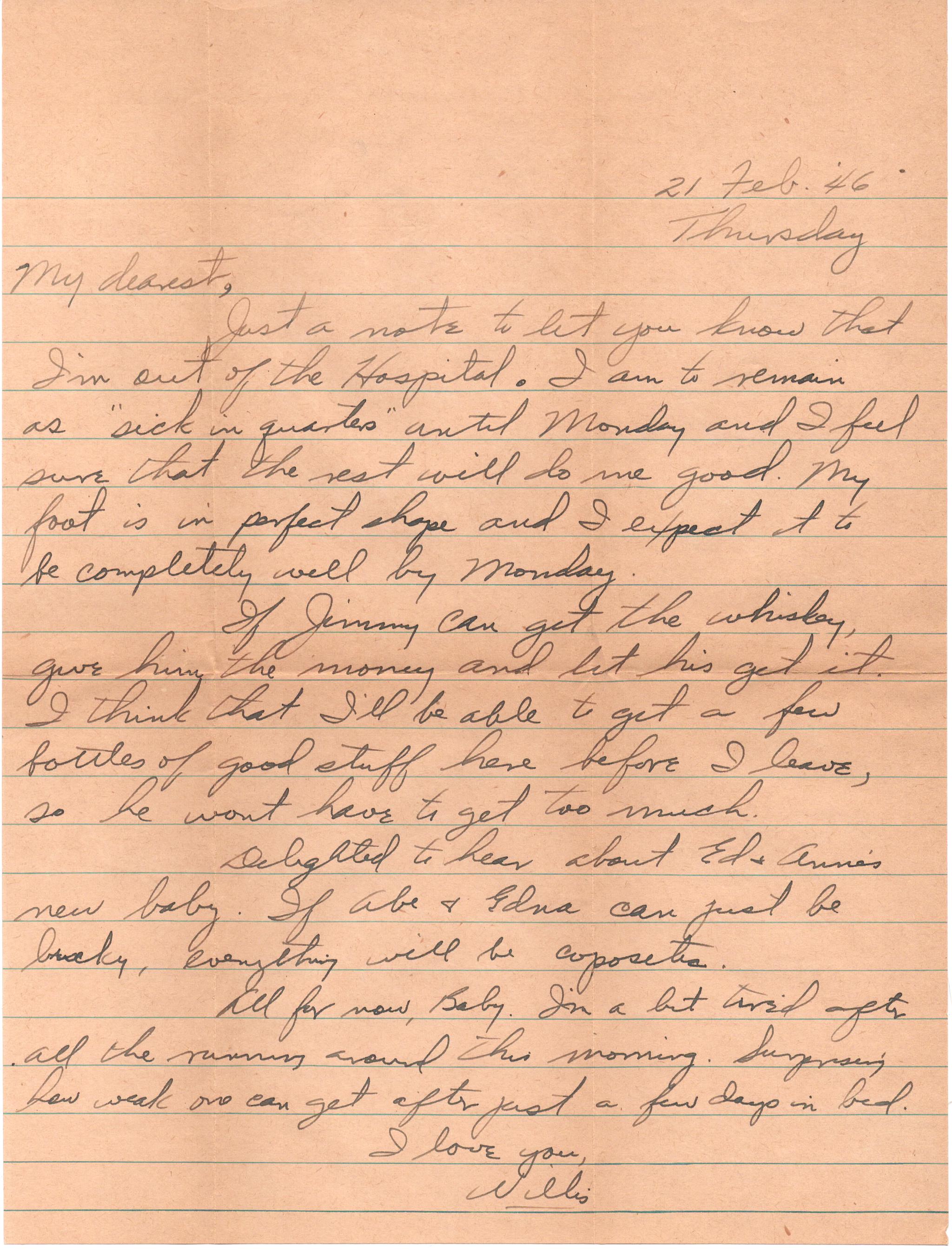 February 21, 1946: Front of letter