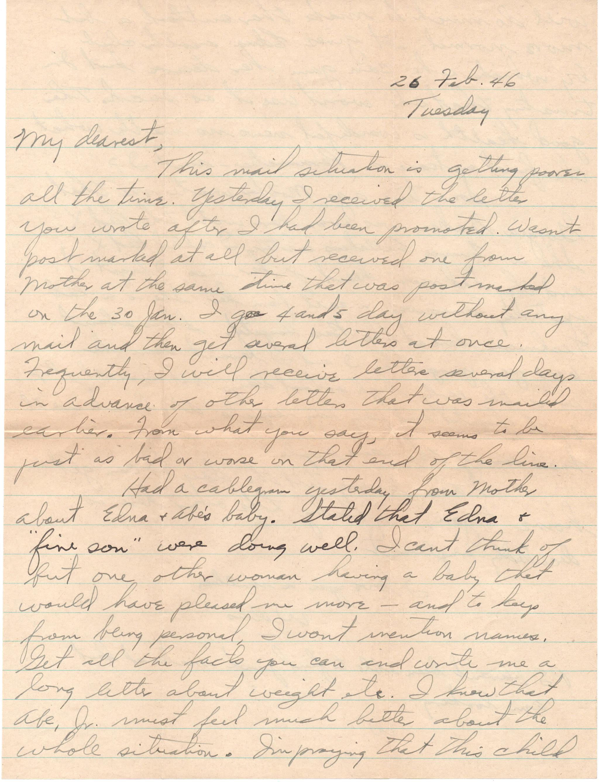 February 26, 1946: Front of letter