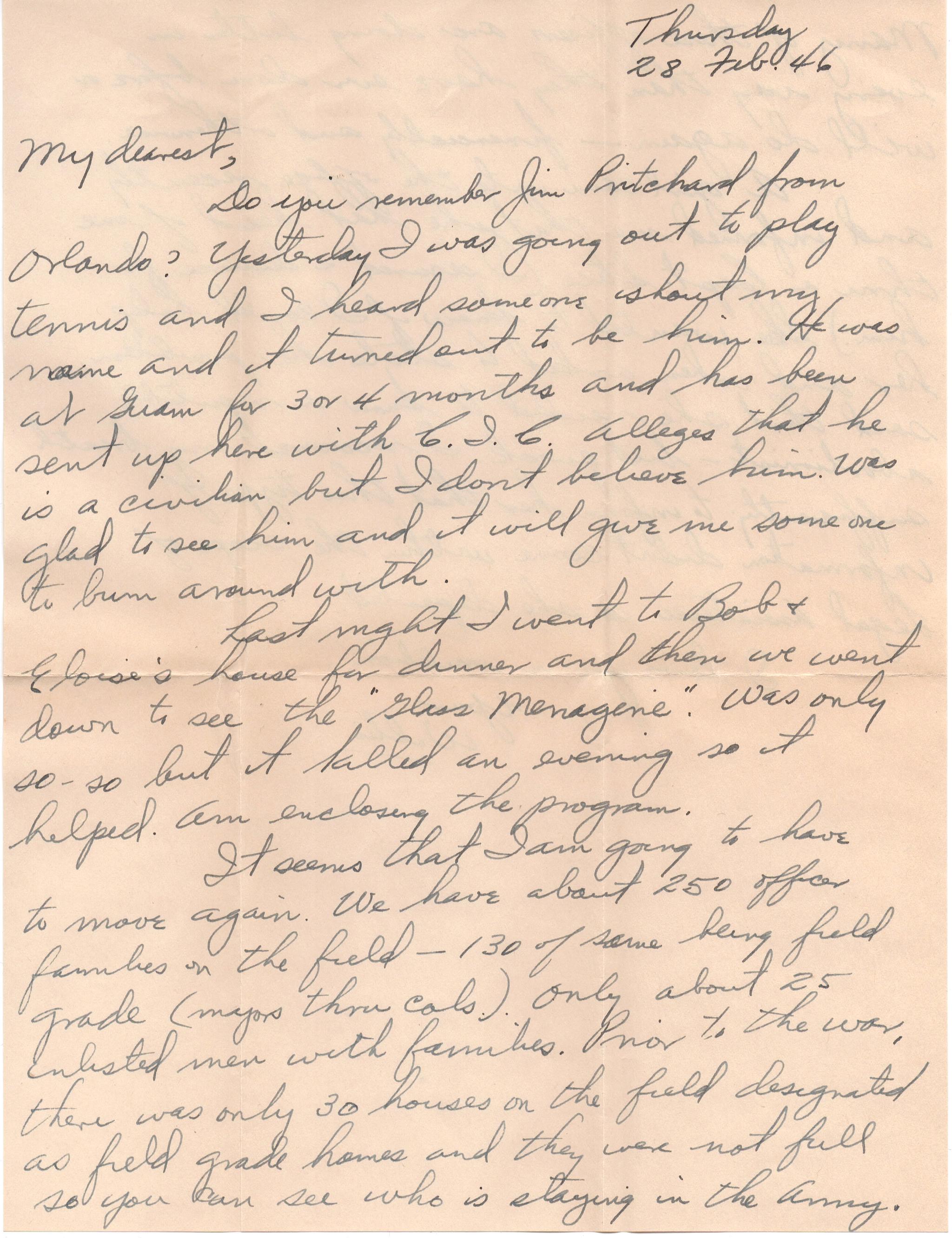 February 28, 1946: Front of letter