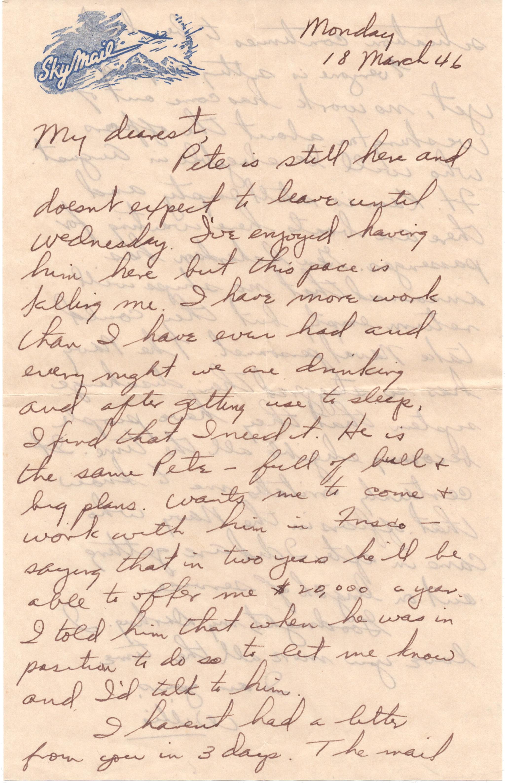 March 18, 1946: Front of letter