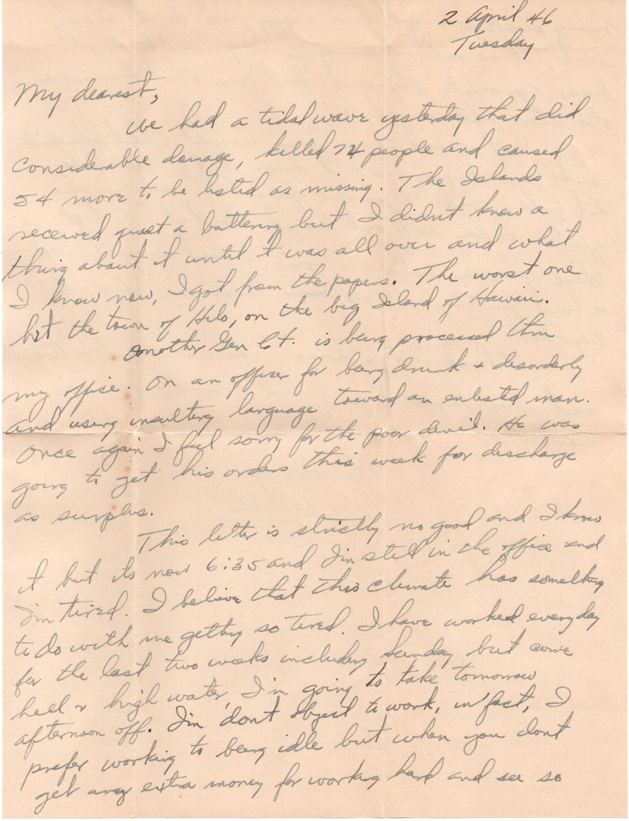 April 2, 1946: Front of letter