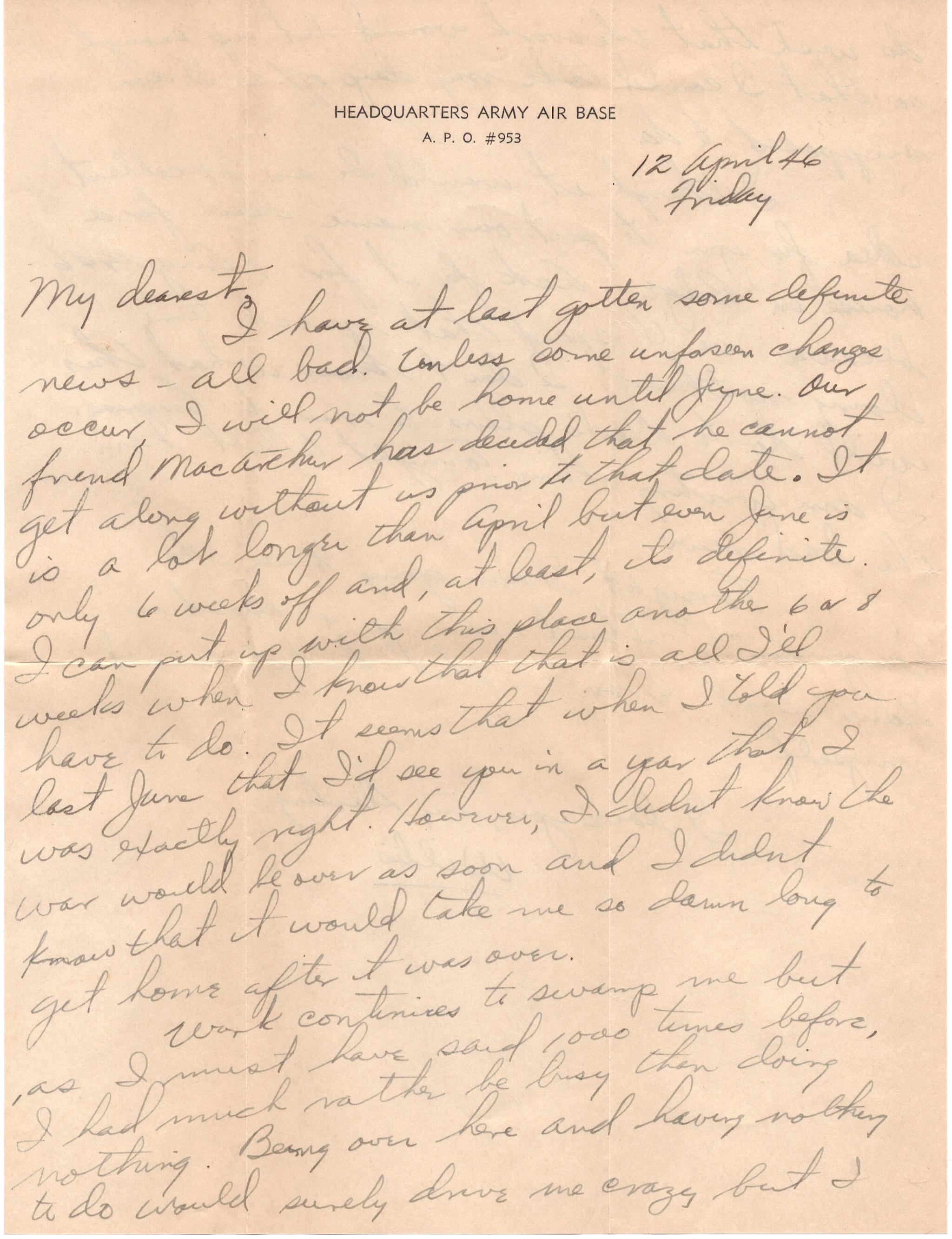 April 12, 1946: Front of letter