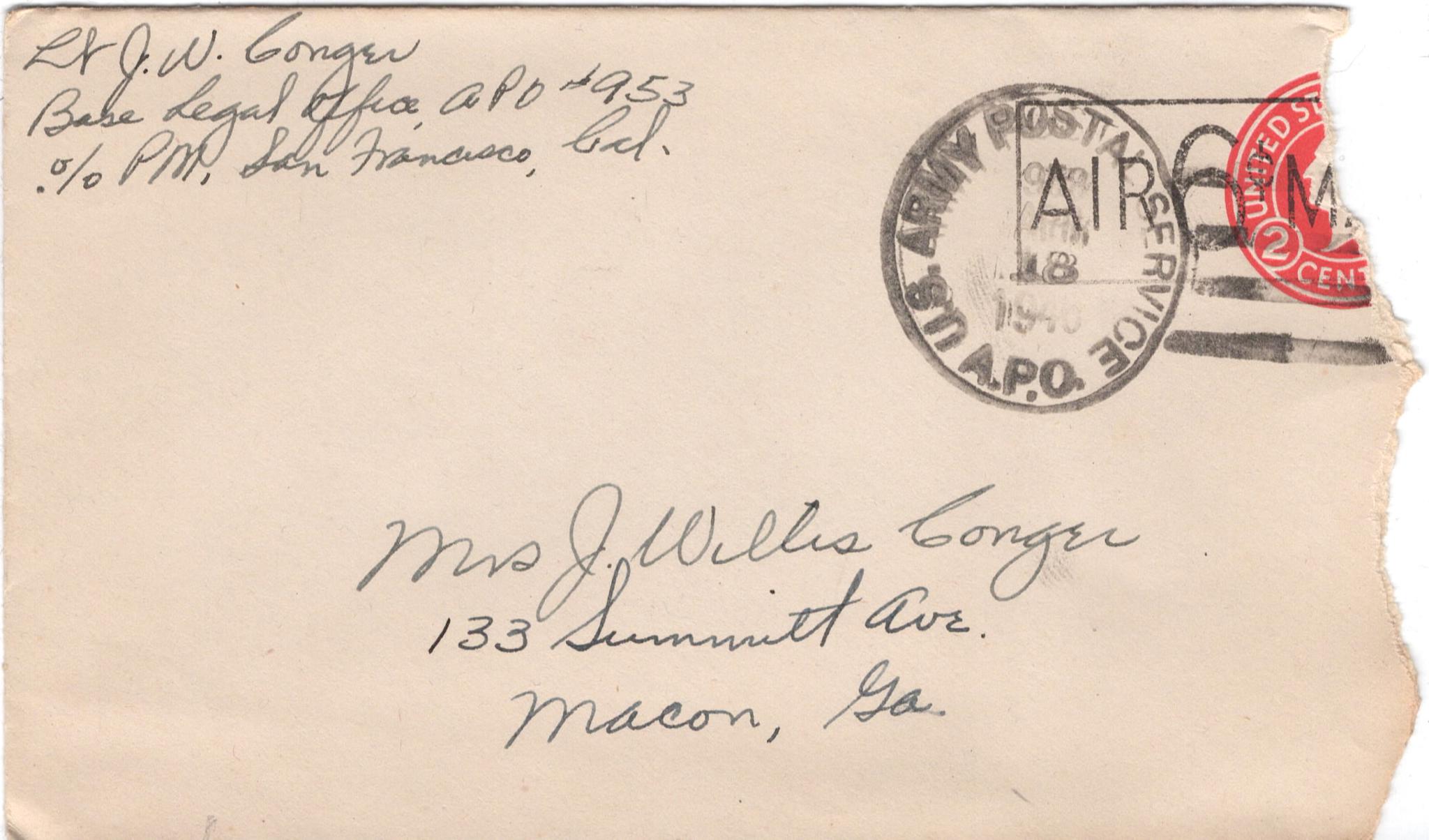 April 16, 1946: Front of envelope